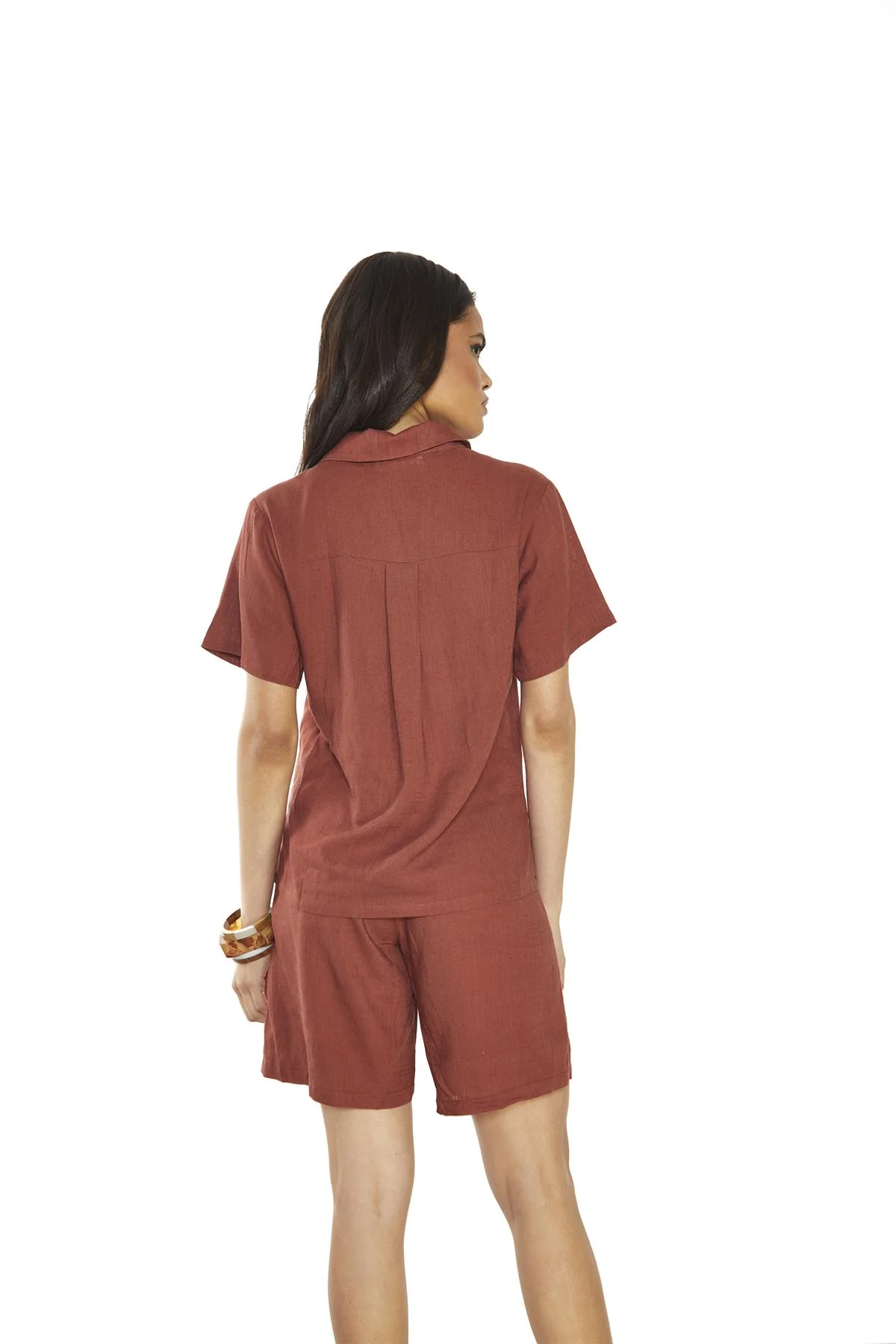 Umber Button-Front Short-Sleeve-Shirt - Image 2