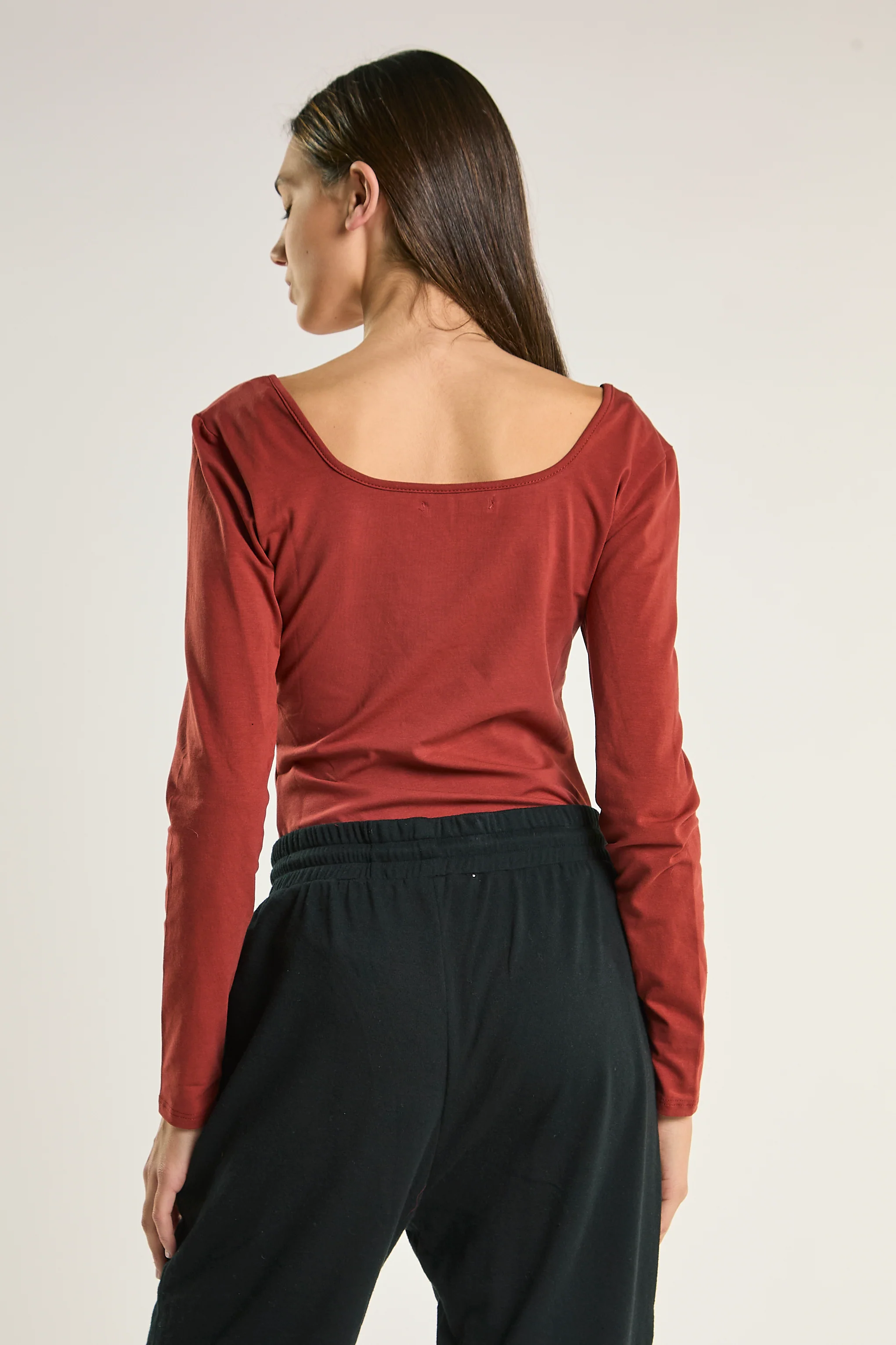 Umber Square-Neck Long-Sleeve-Bodysuit - Image 2