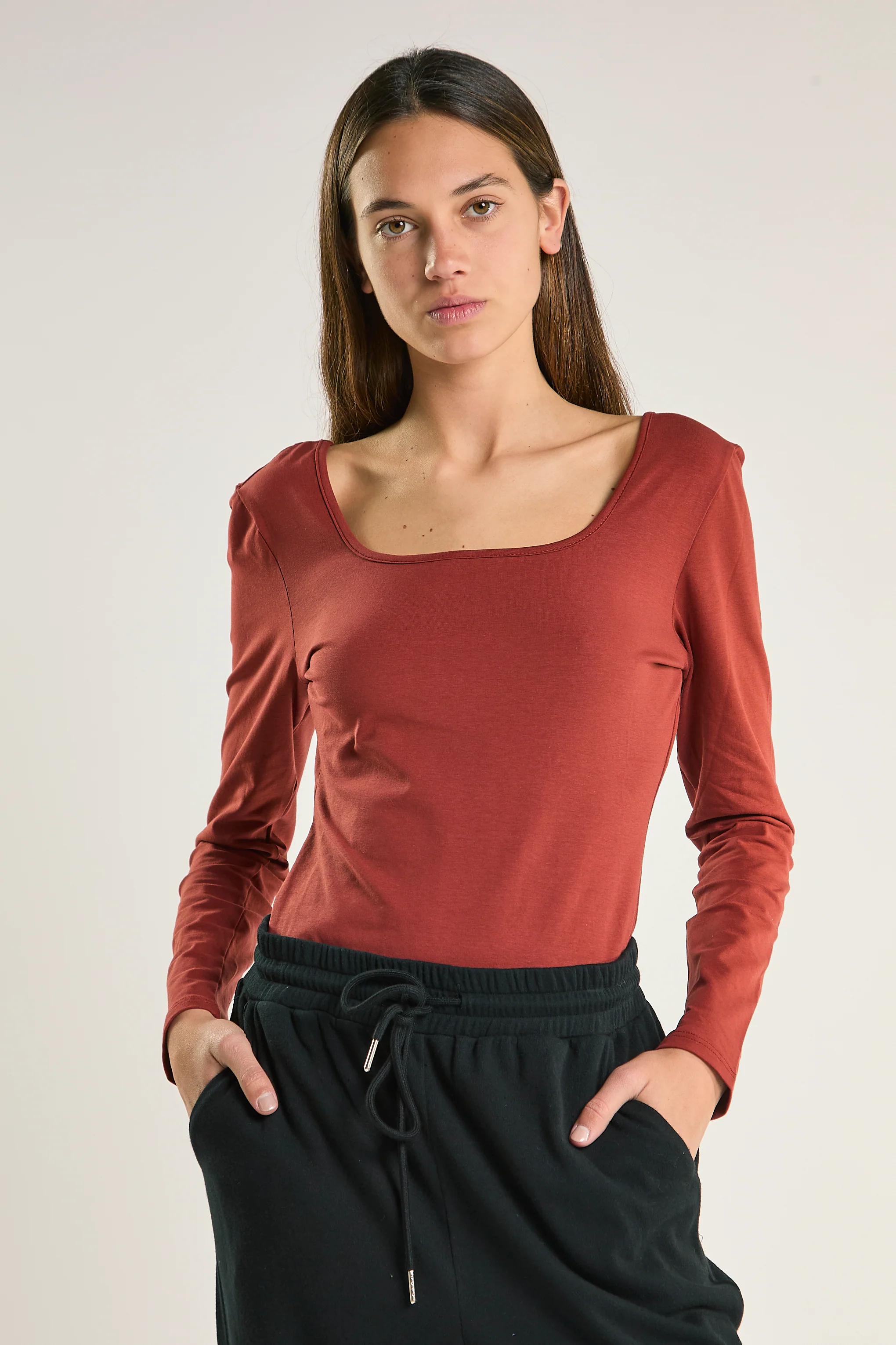 Umber Square-Neck Long-Sleeve-Bodysuit - Image 3