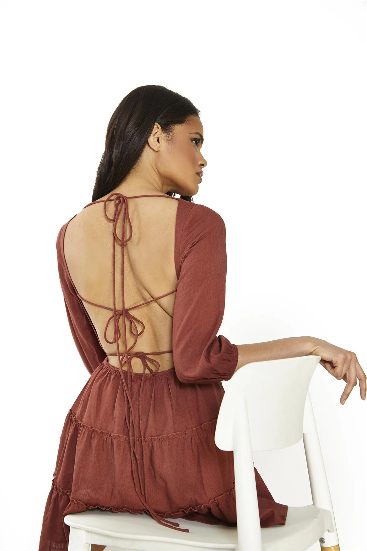 Umber Square-Neck Mini-Dress - Image 2