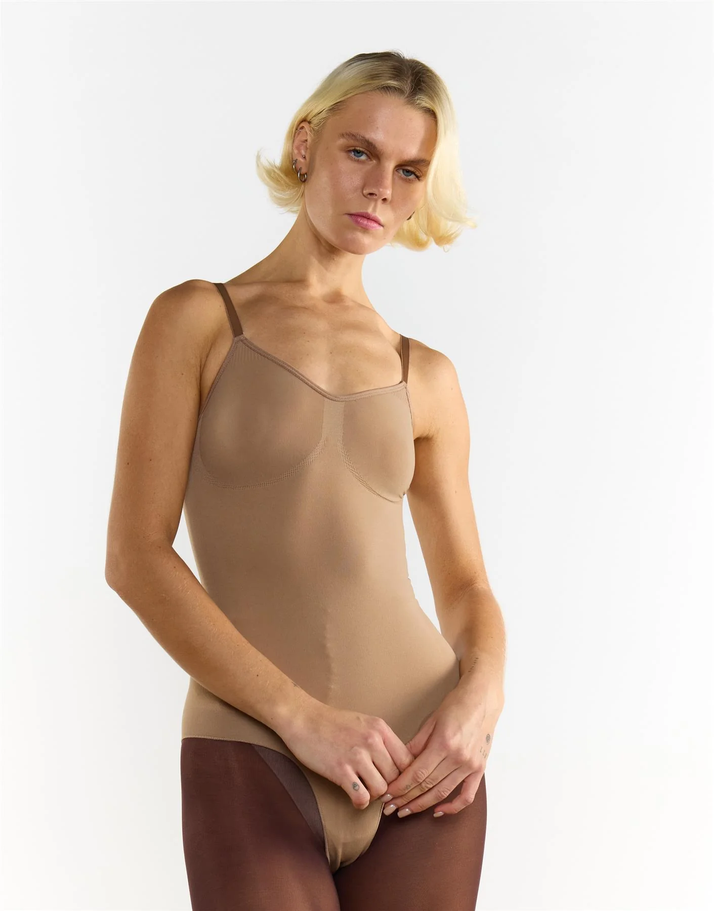 V-Neck Backless Shapewear Bodysuit - Beige - Image 4