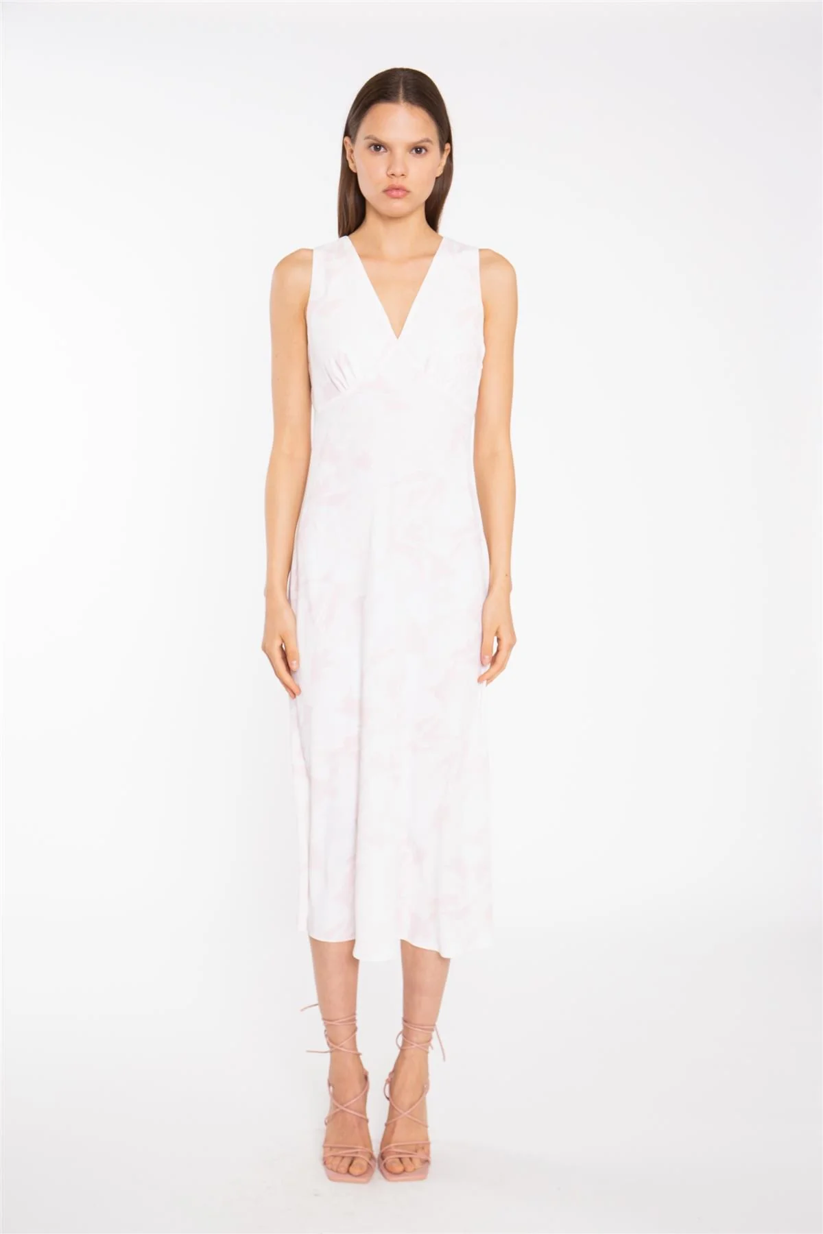 V-Neck Midaxi Dress - Pink Watercolour - Image 3