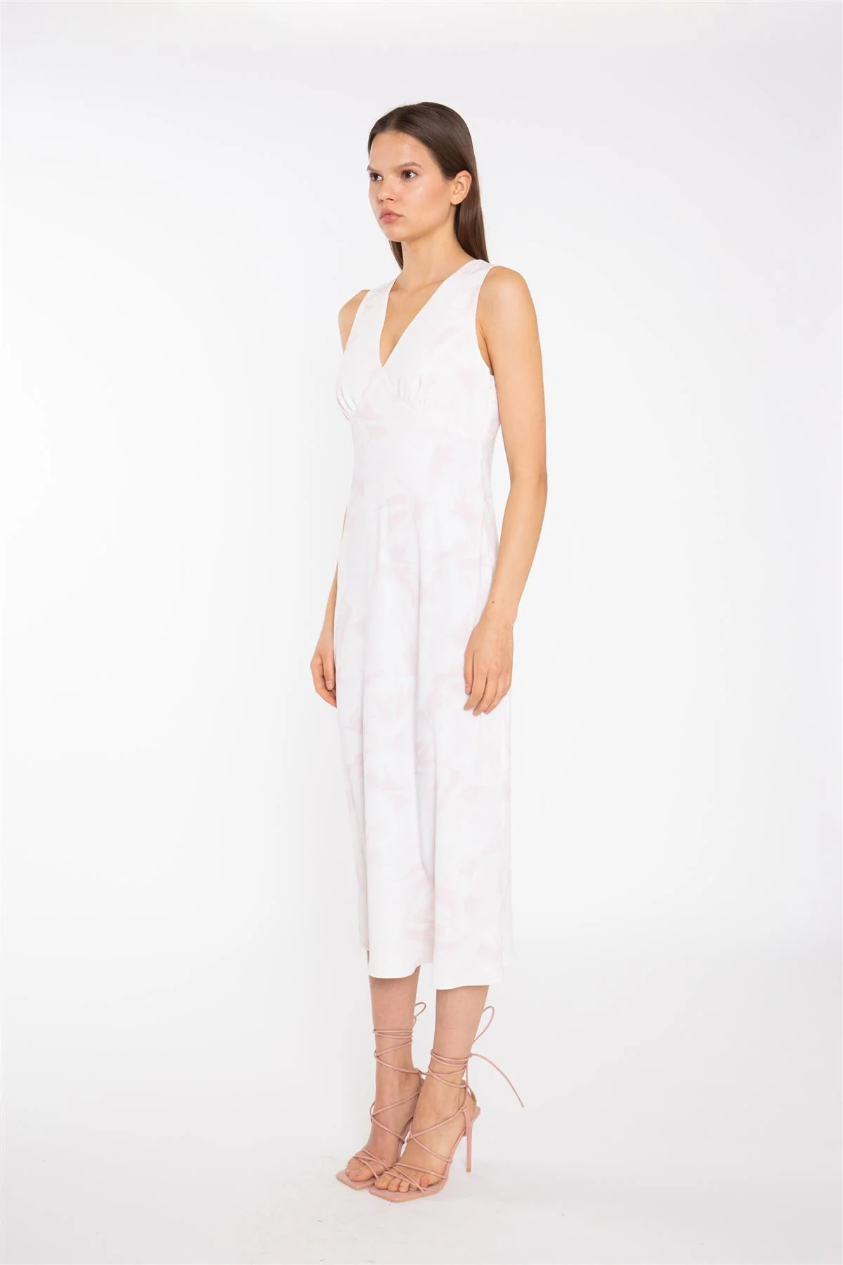 V-Neck Midaxi Dress - Pink Watercolour - Image 4