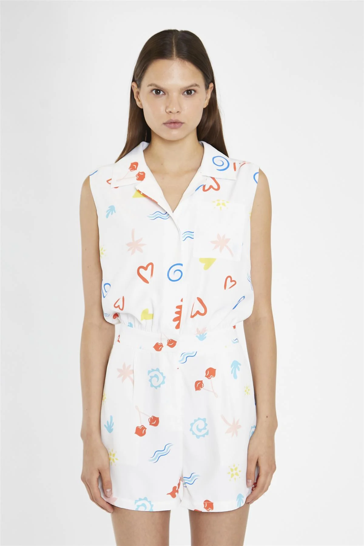 Vacation-Print Collared Playsuit - Image 3