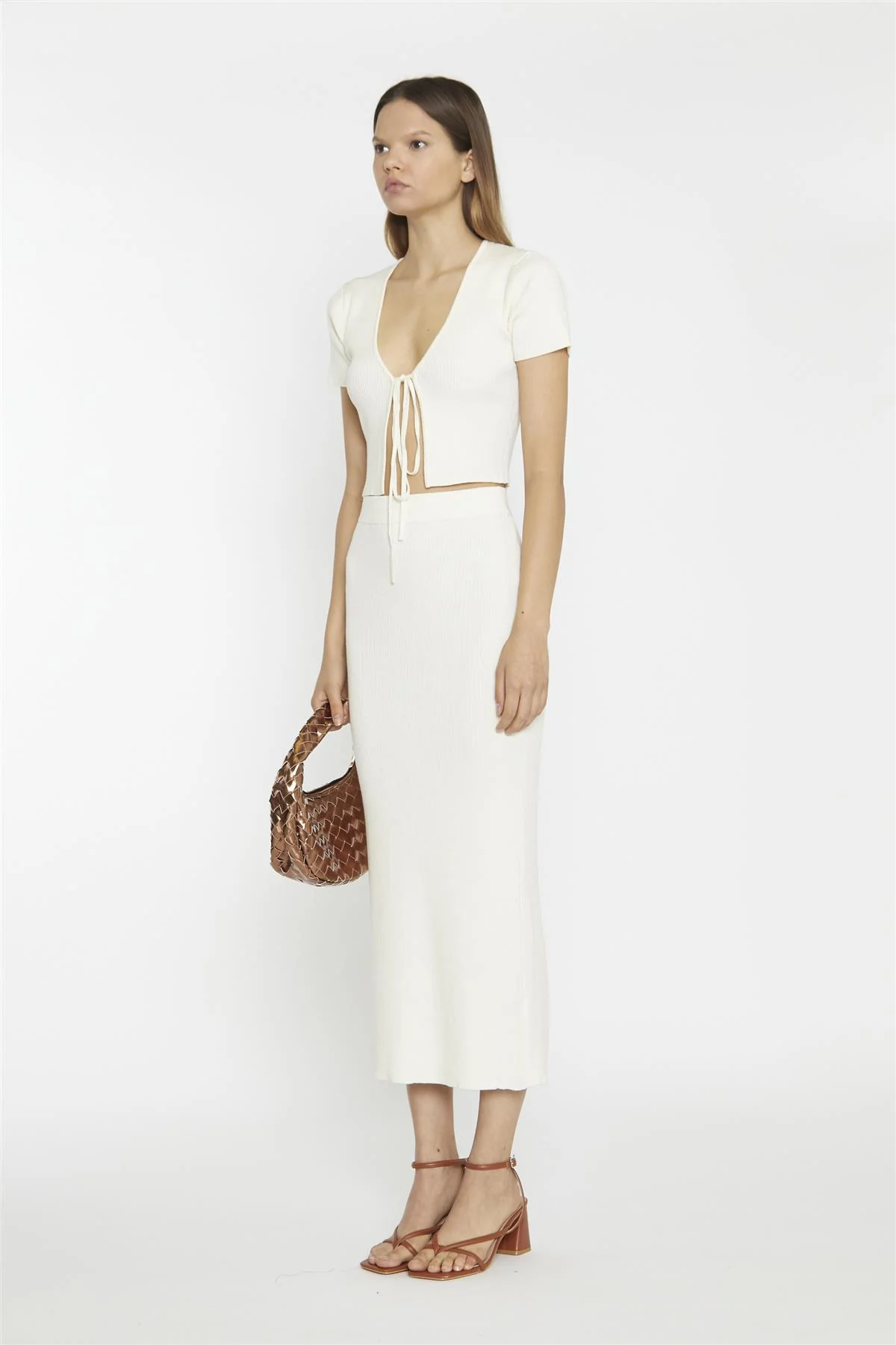 Vanilla Ribbed Tie-Front Crop-Top - Image 4