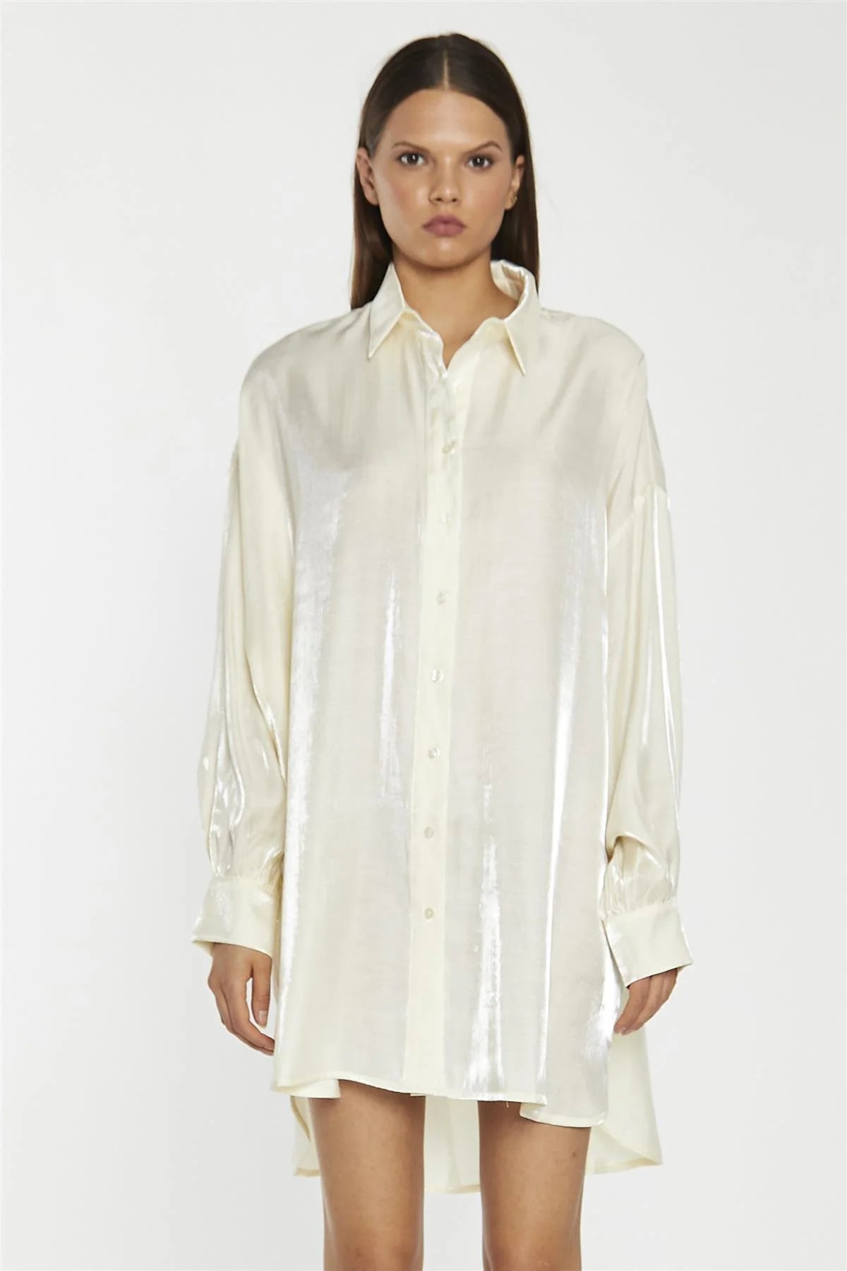 Vanilla-Shimmer Shirt-Dress - Image 3