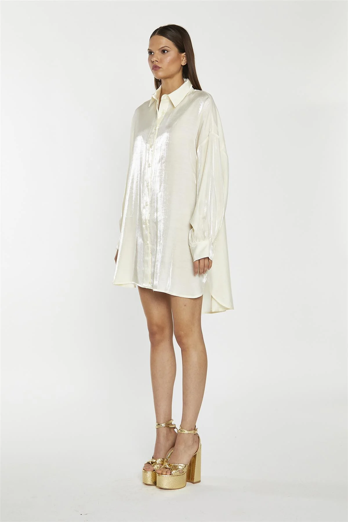 Vanilla-Shimmer Shirt-Dress - Image 5