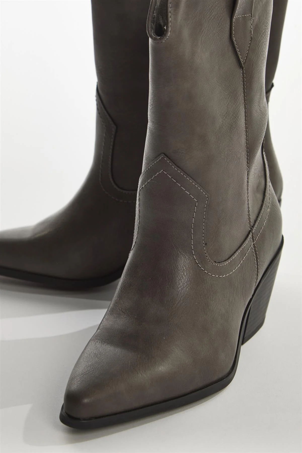 Washed-grey Cowboy Ankle Boots - Image 3