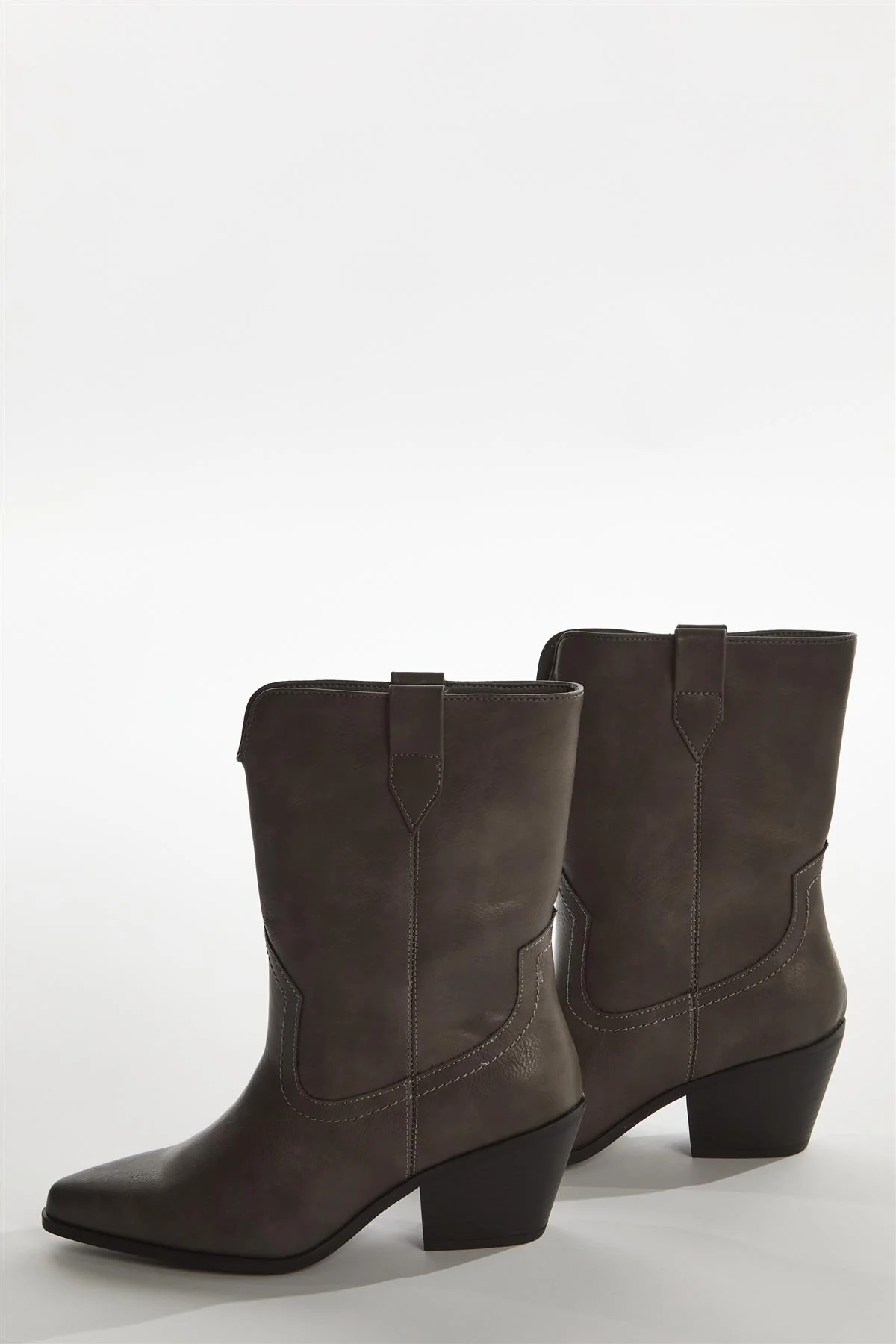 Washed-grey Cowboy Ankle Boots - Image 4
