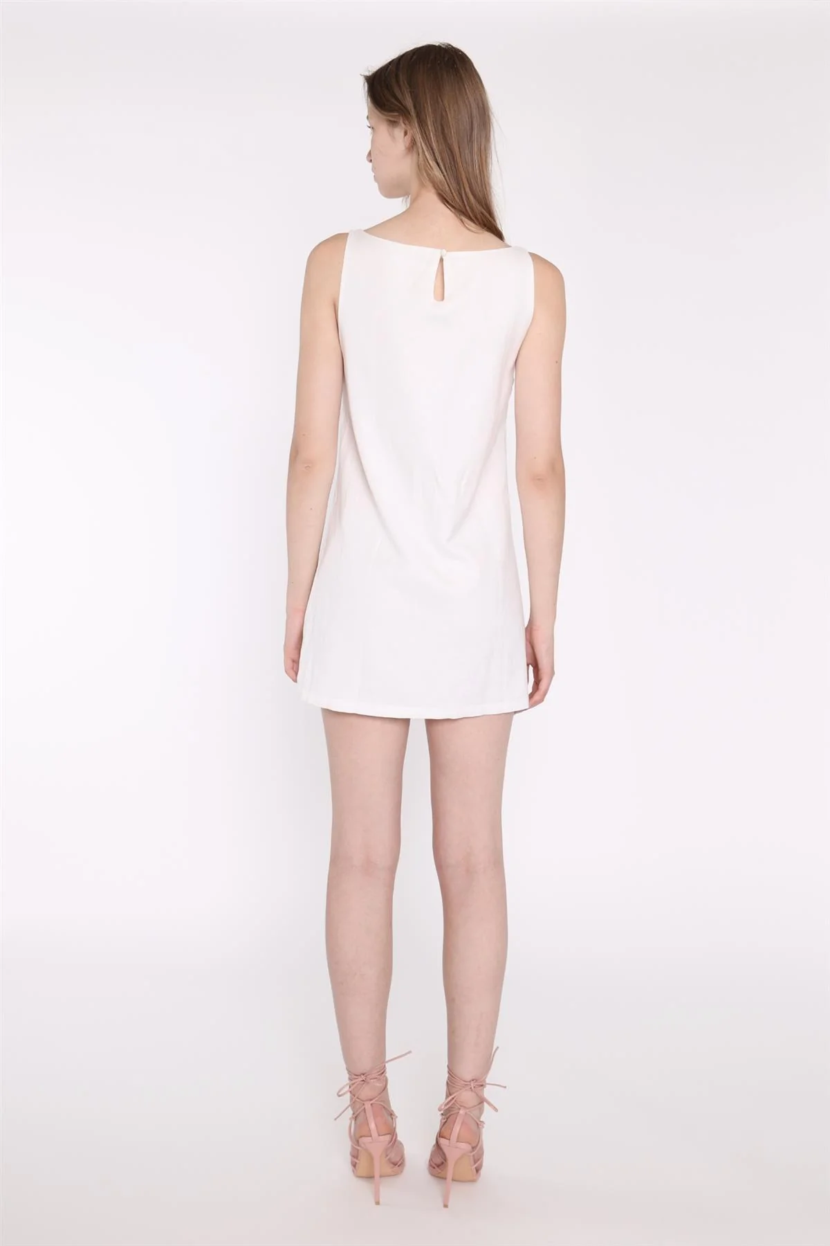 White A-Line Shift Mini-Dress - Image 2