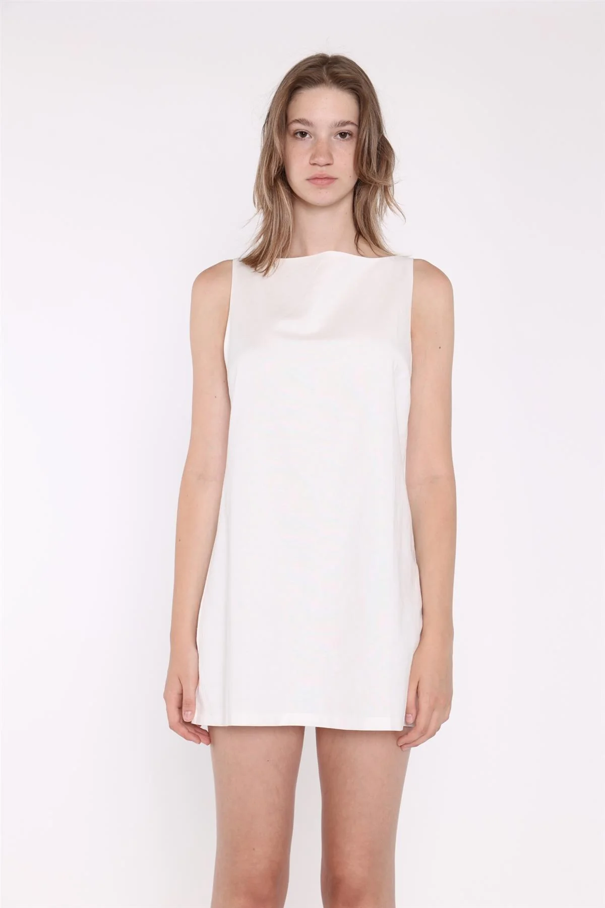 White A-Line Shift Mini-Dress - Image 3
