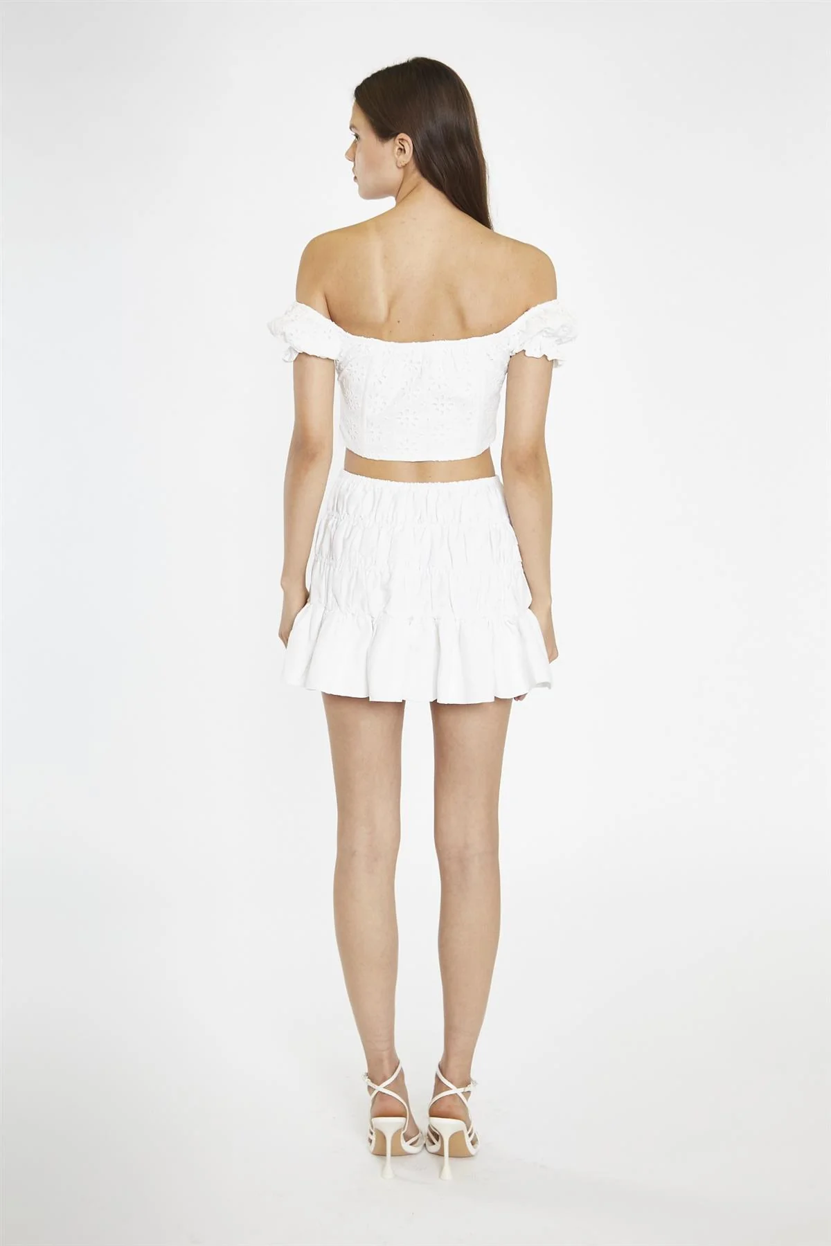 White-Broderie Bardot Corset-Top - Image 3