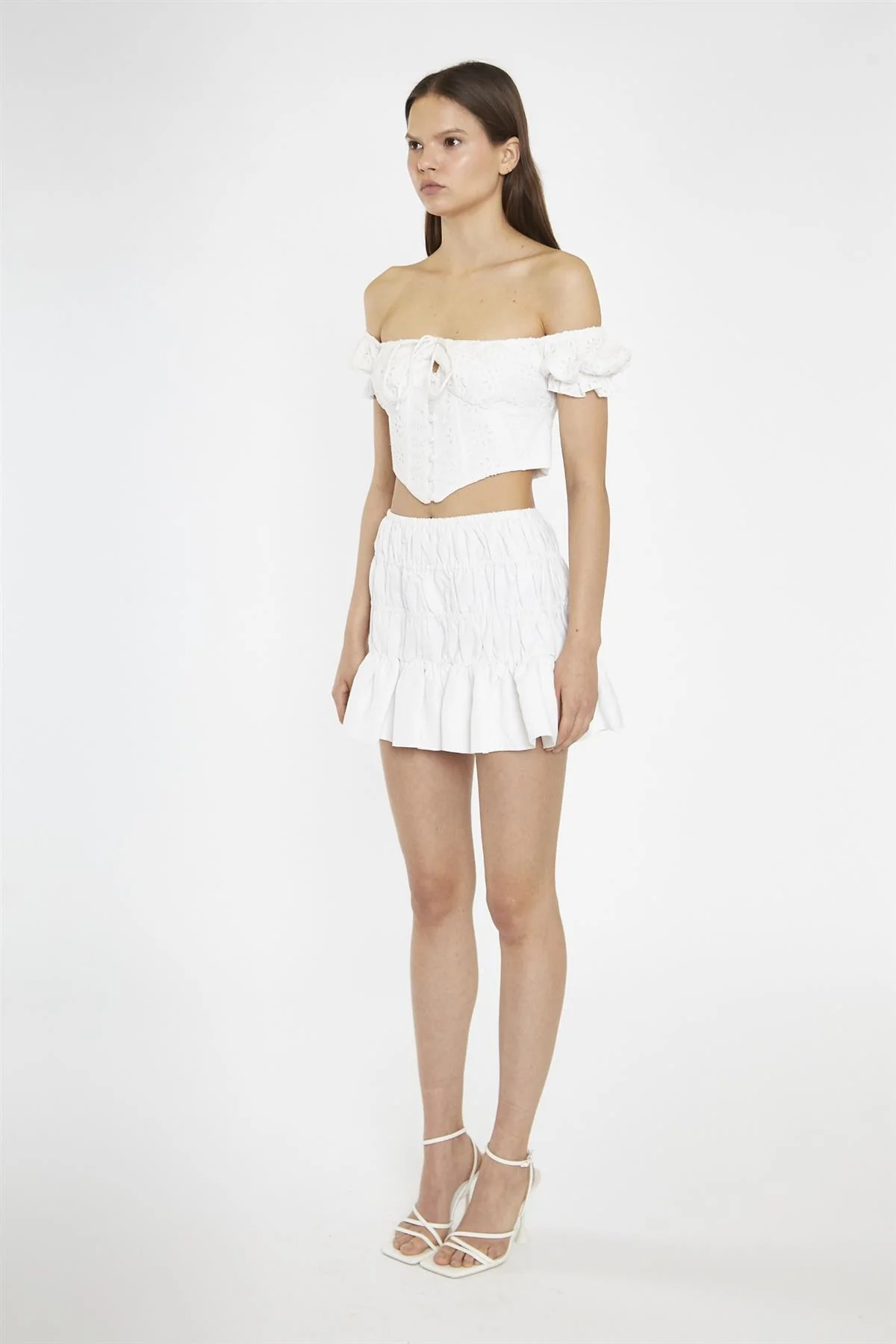 White-Broderie Bardot Corset-Top - Image 4