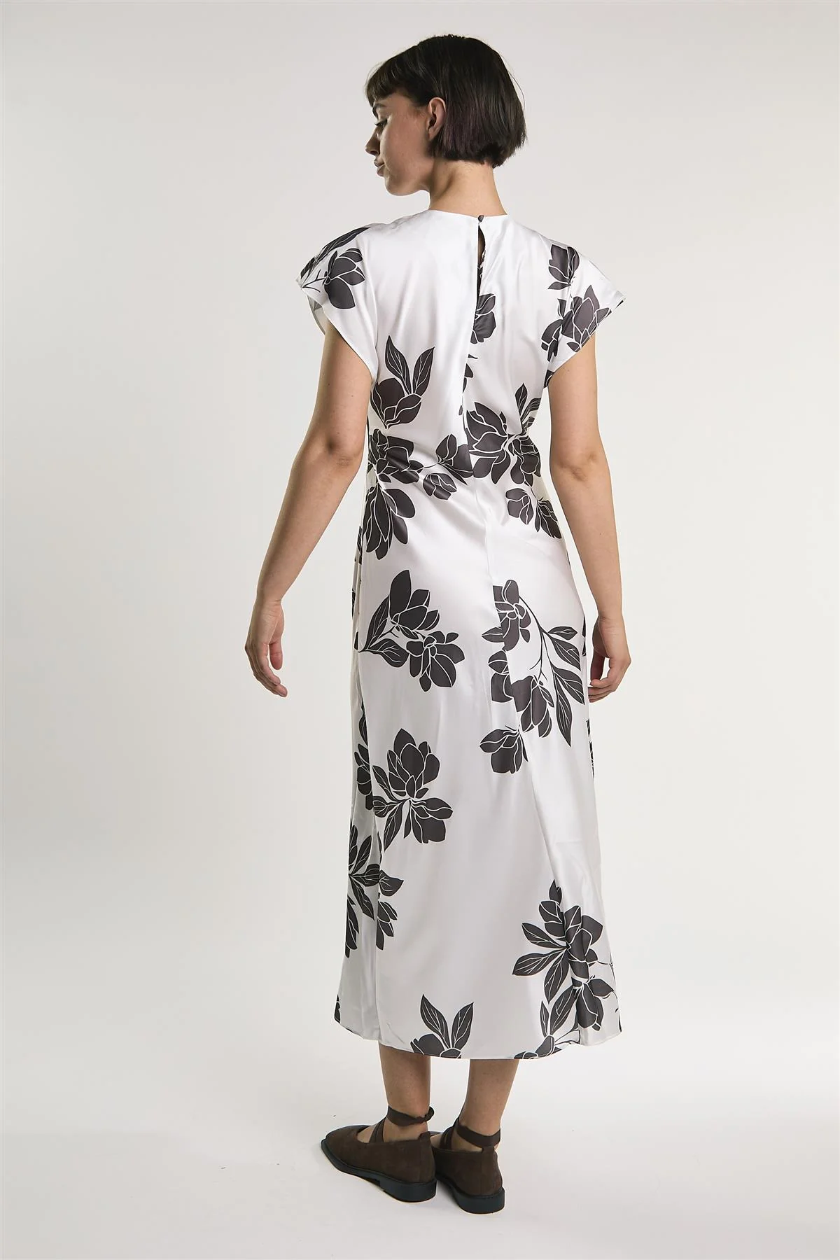 White Brown Floral T-Shirt Dress - Image 5