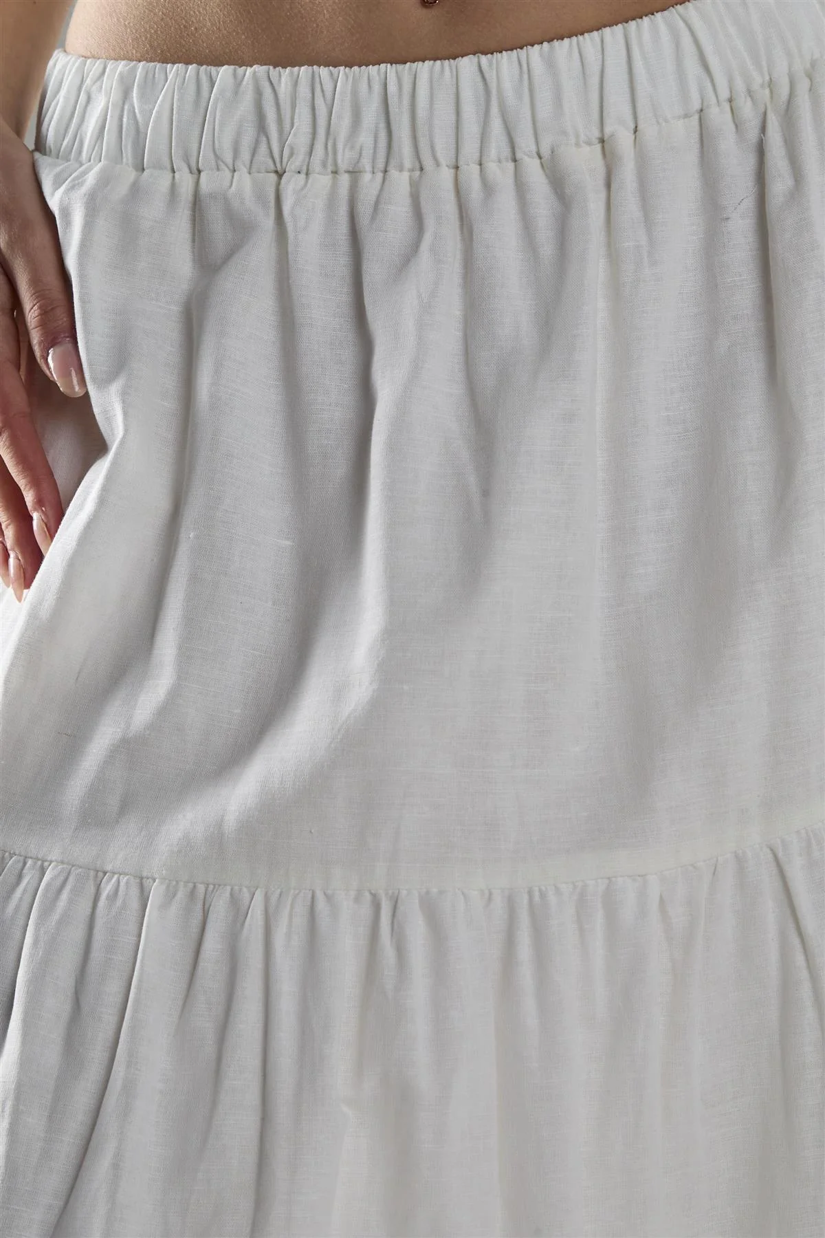 White Chiffon Tiered Midaxi-Skirt - Image 4