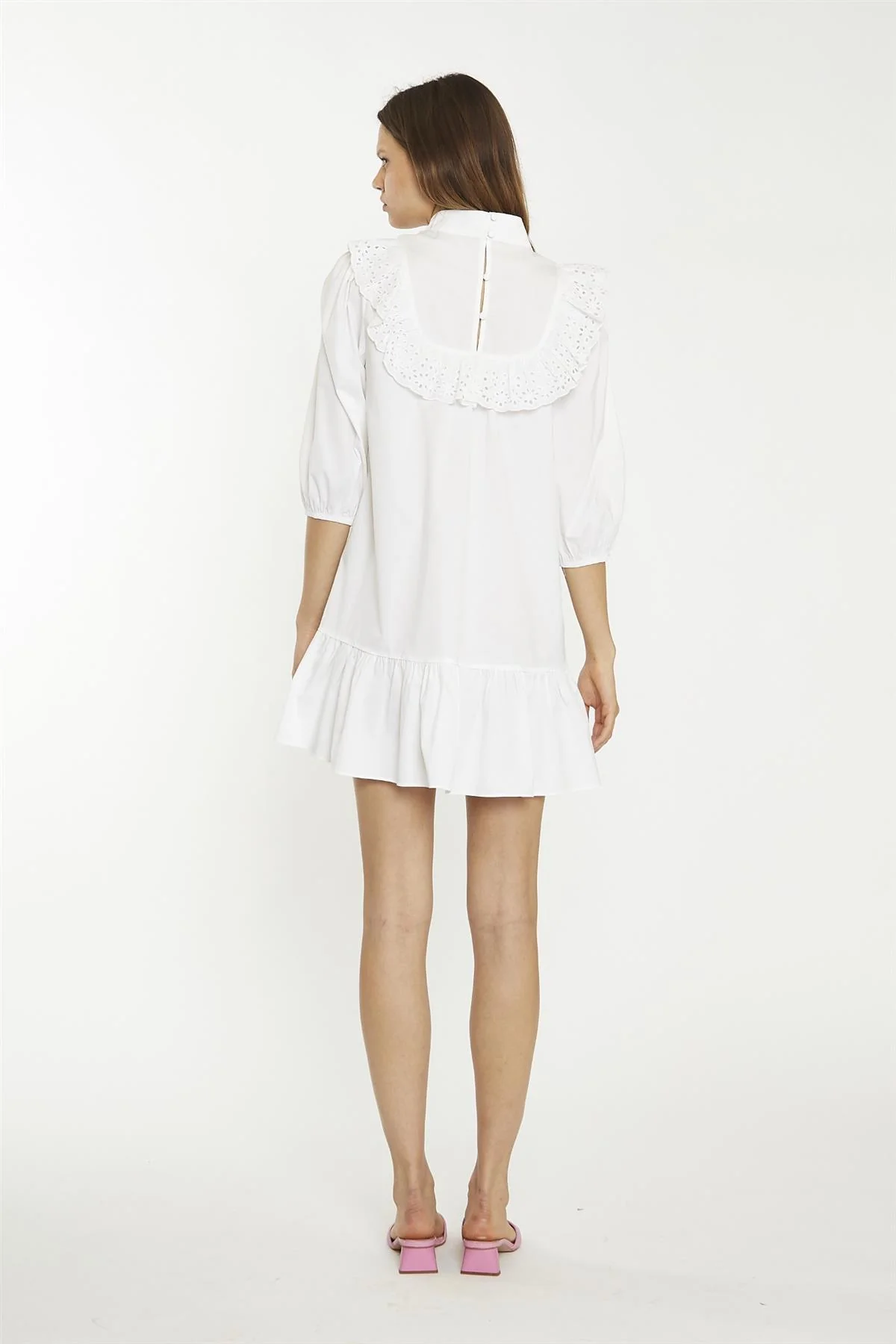 White collared Shirt Mini-Dress - Image 2