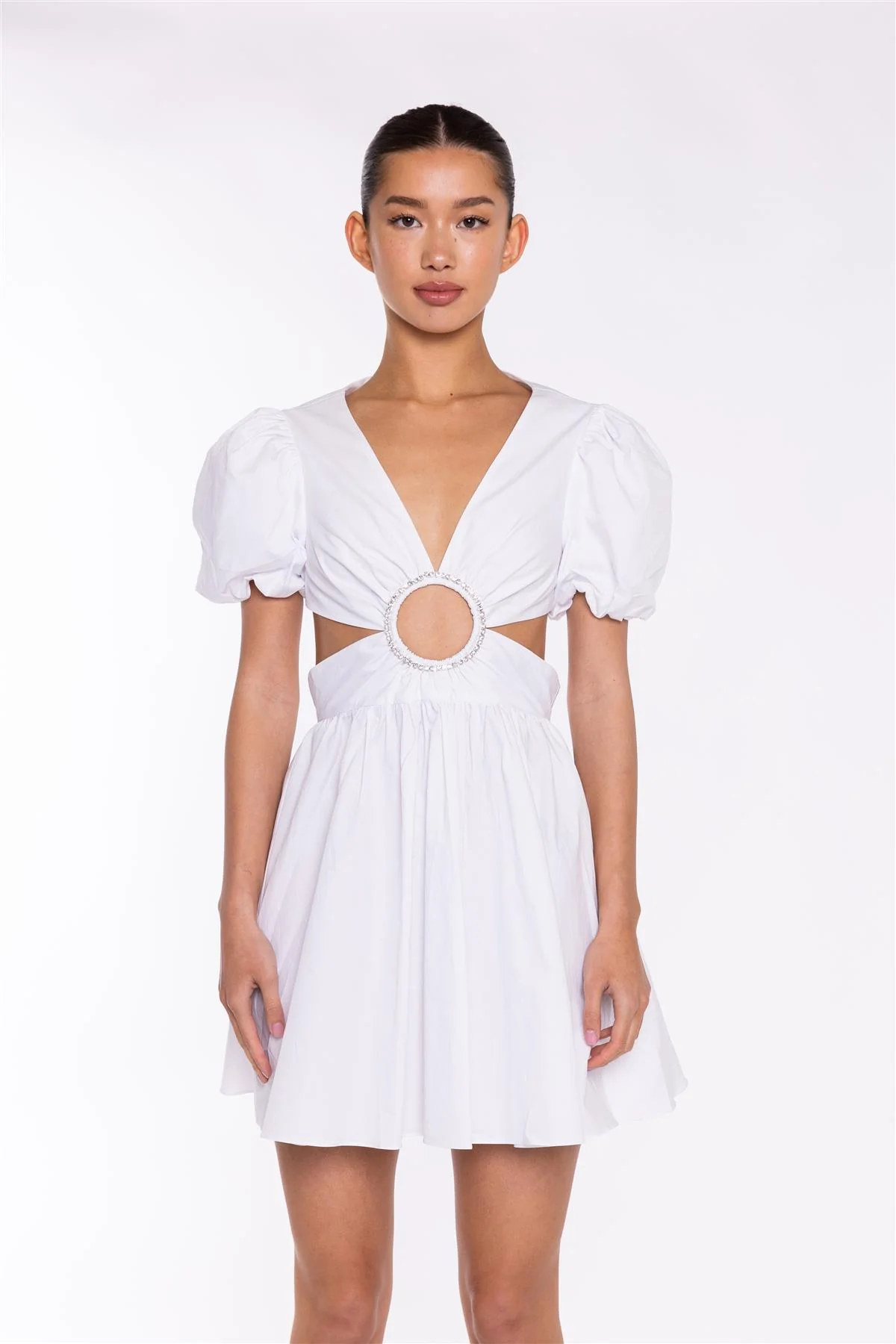 White Cut-Out Mini-Dress - Image 3