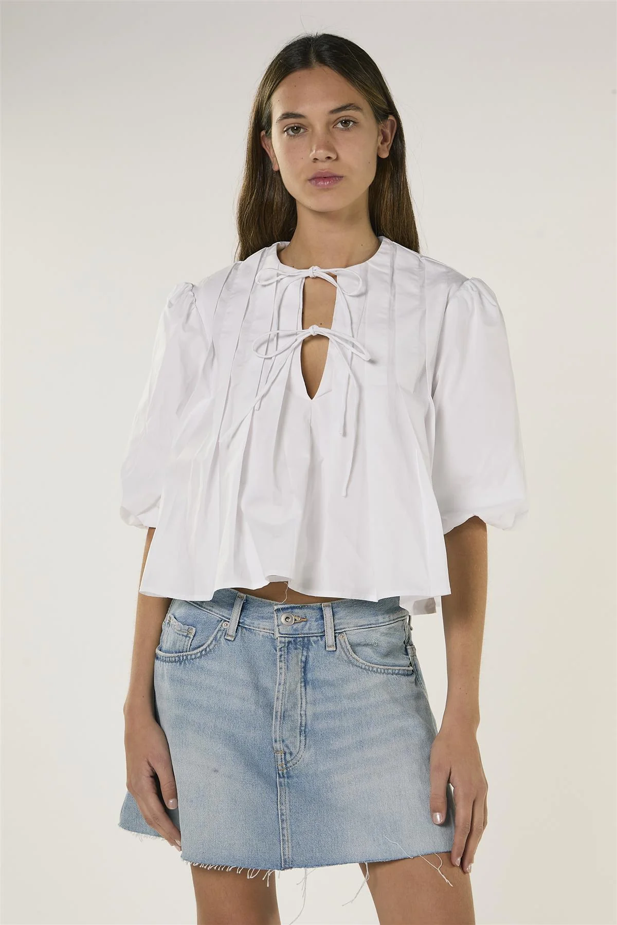 White Front Pleated Blouse - Image 2