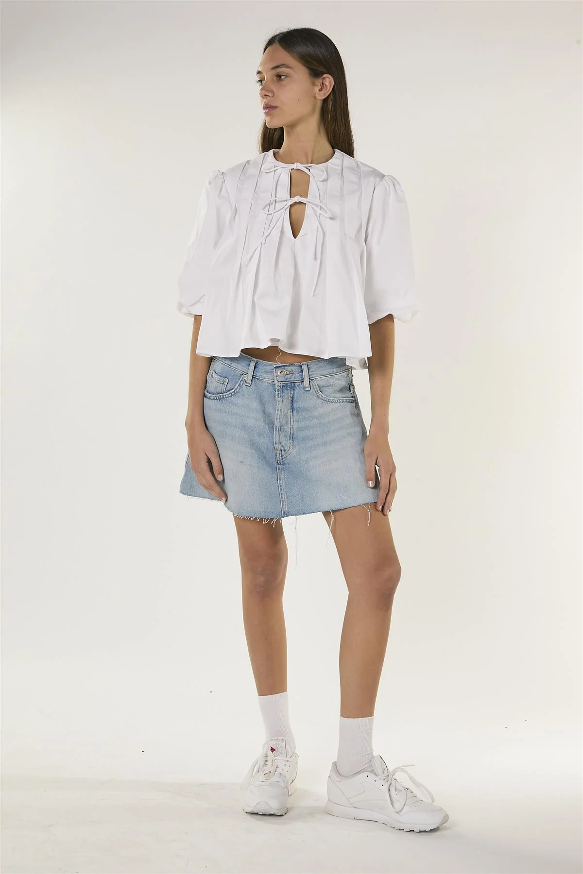 White Front Pleated Blouse - Image 3