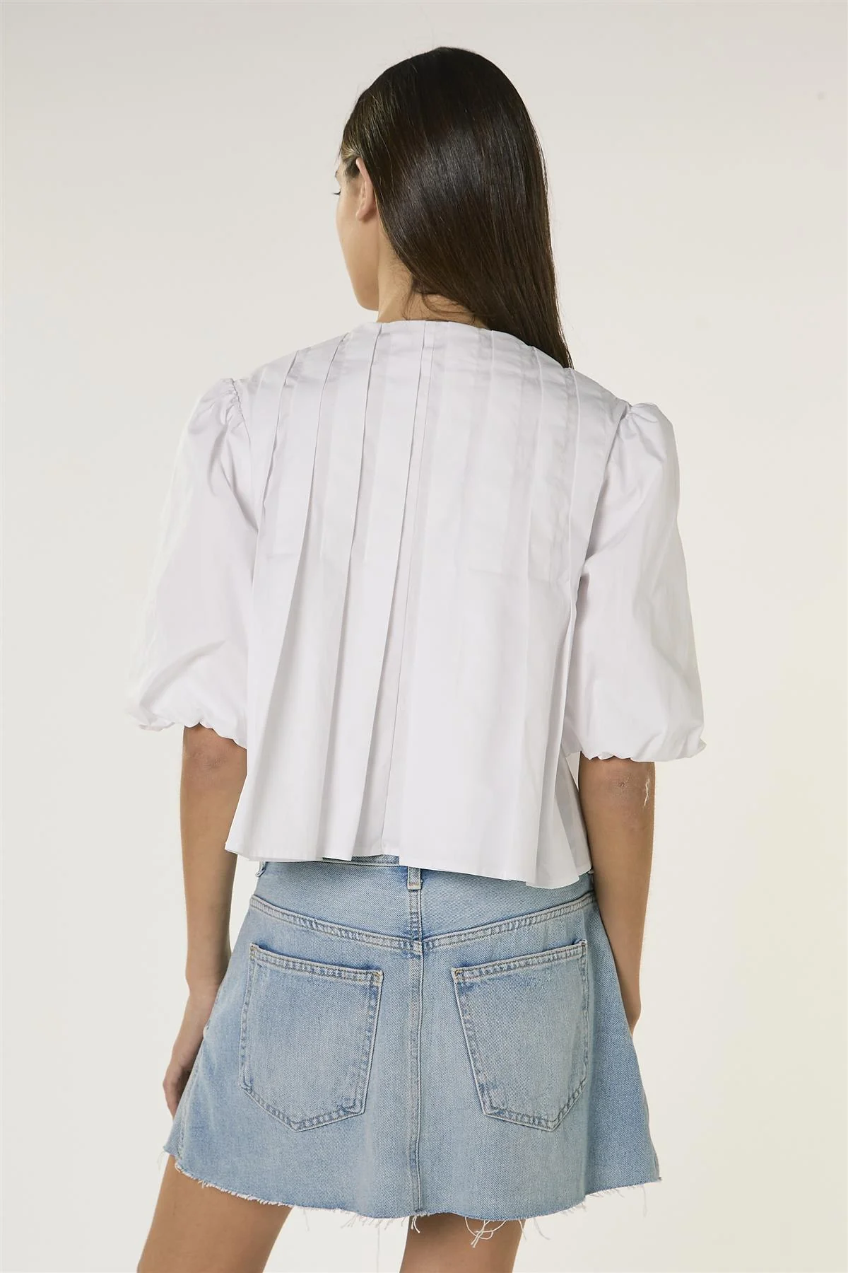 White Front Pleated Blouse - Image 4