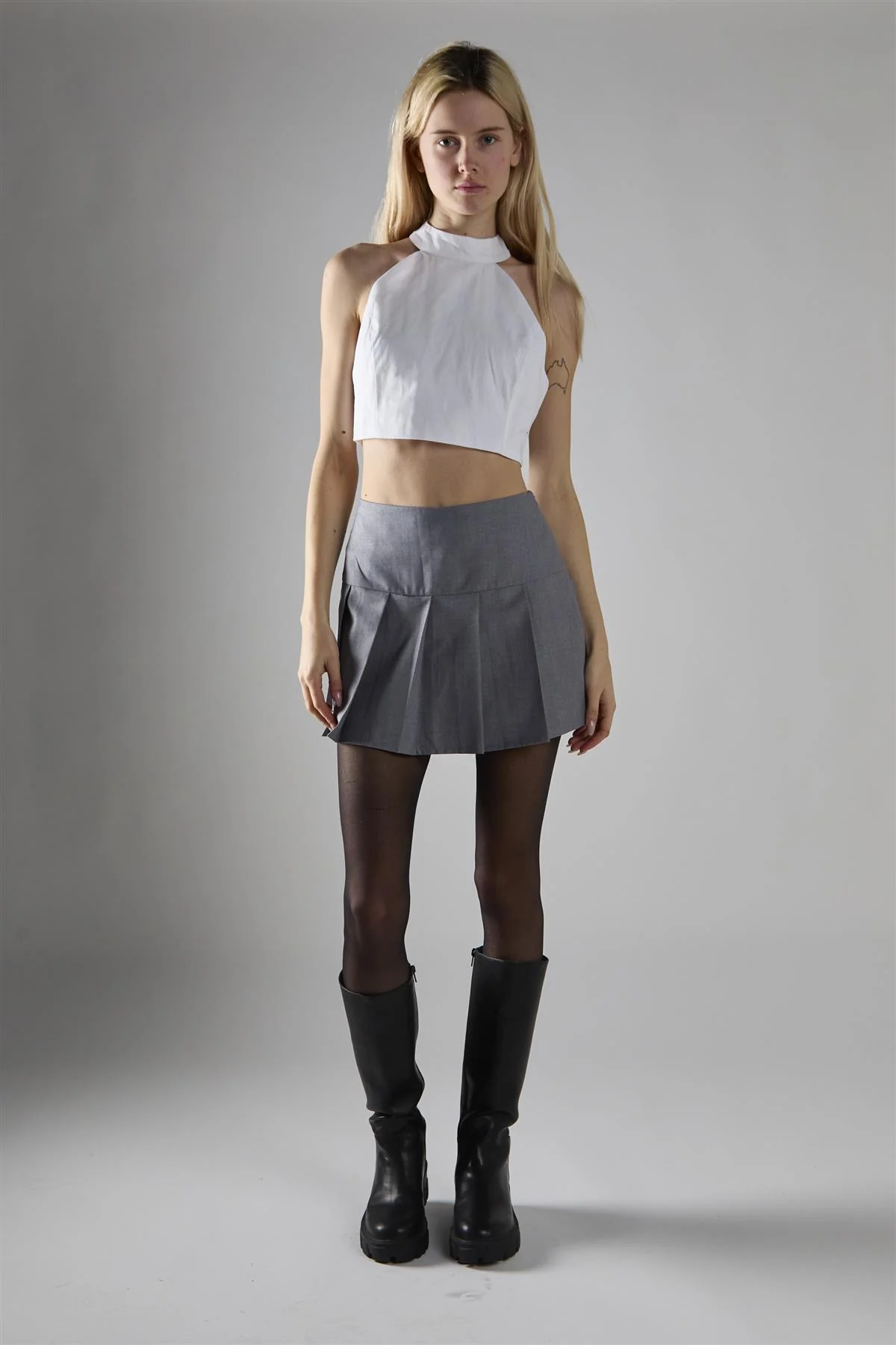 White Halter-Neck Crop-Top