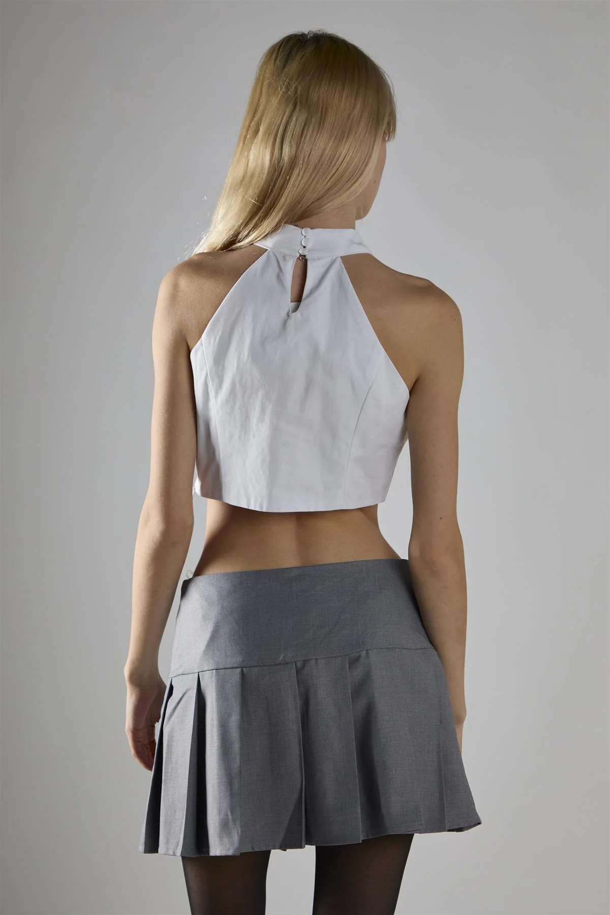 White Halter-Neck Crop-Top - Image 2