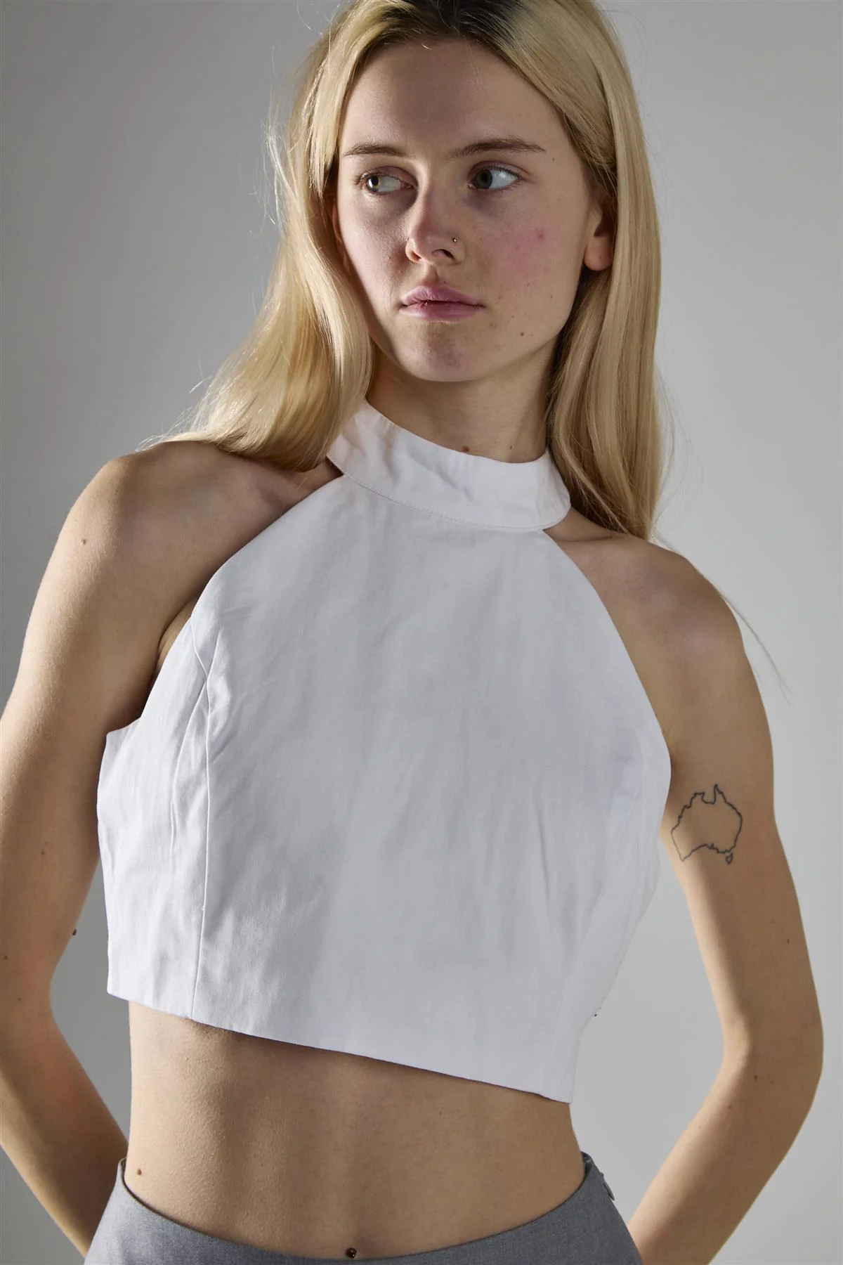 White Halter-Neck Crop-Top - Image 4