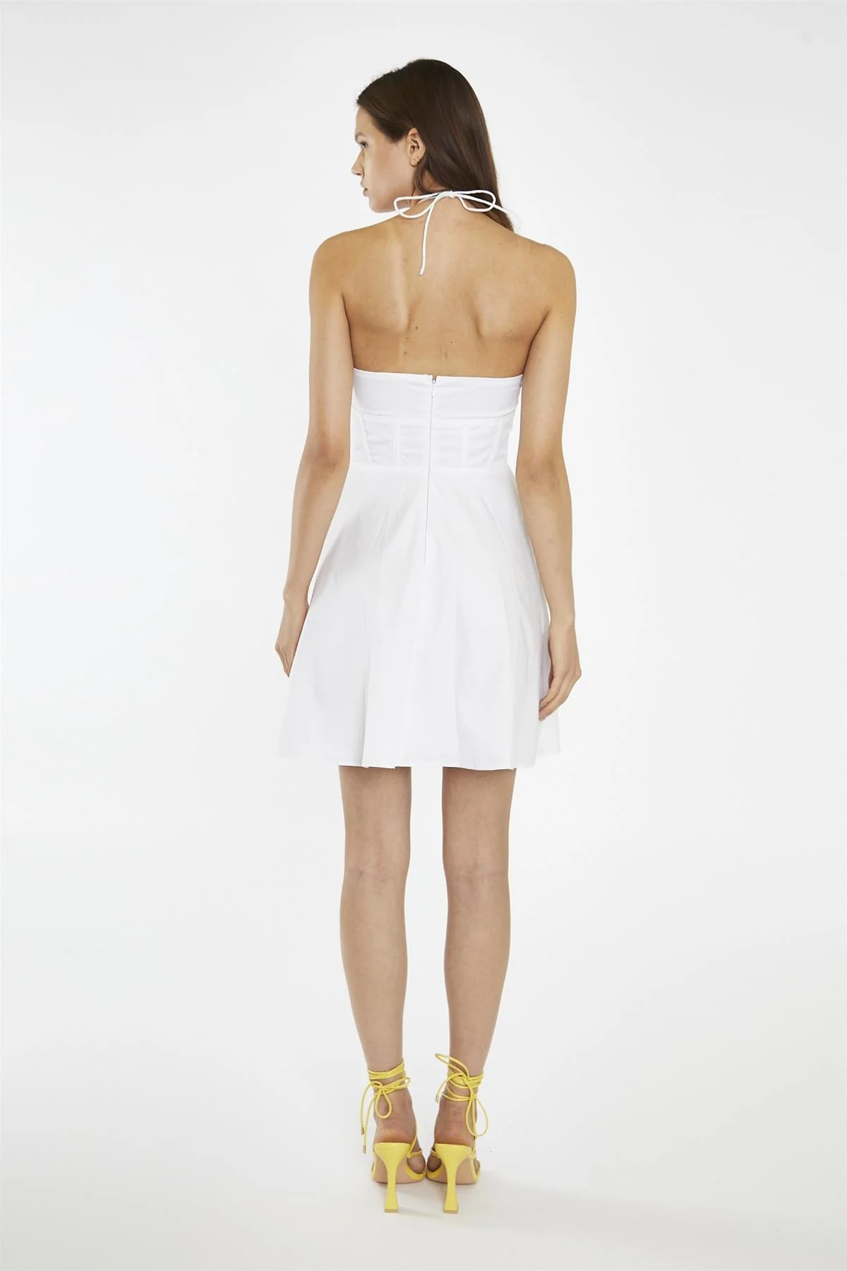 White Halterneck Corset Mini-Dress - Image 2