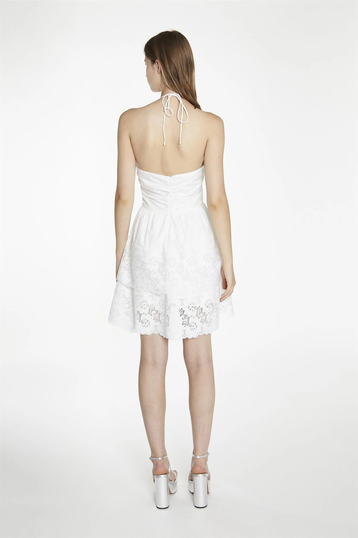White Halterneck Mini-Dress - Image 2