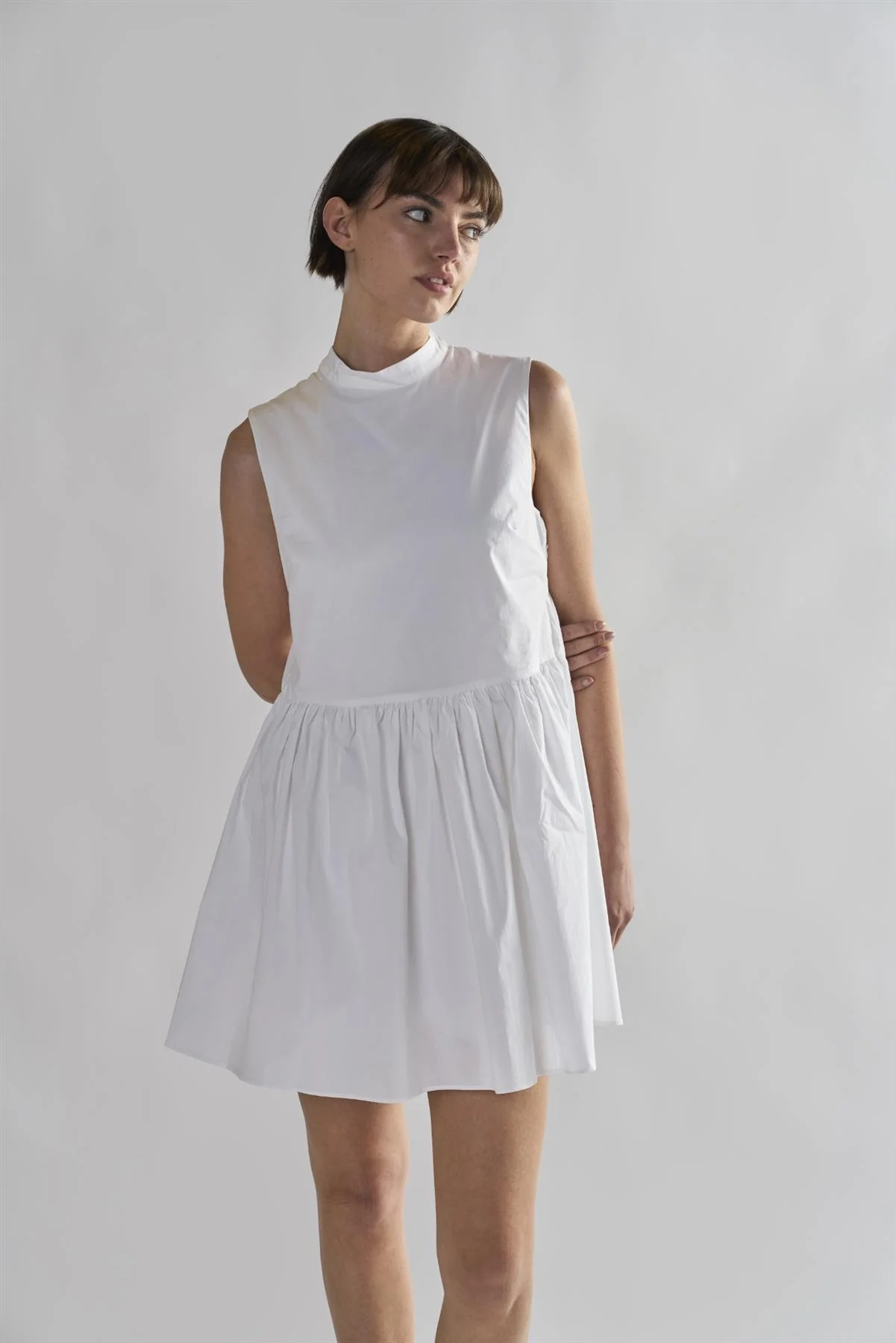 White High-Neck- Mini-Dresses - Image 3