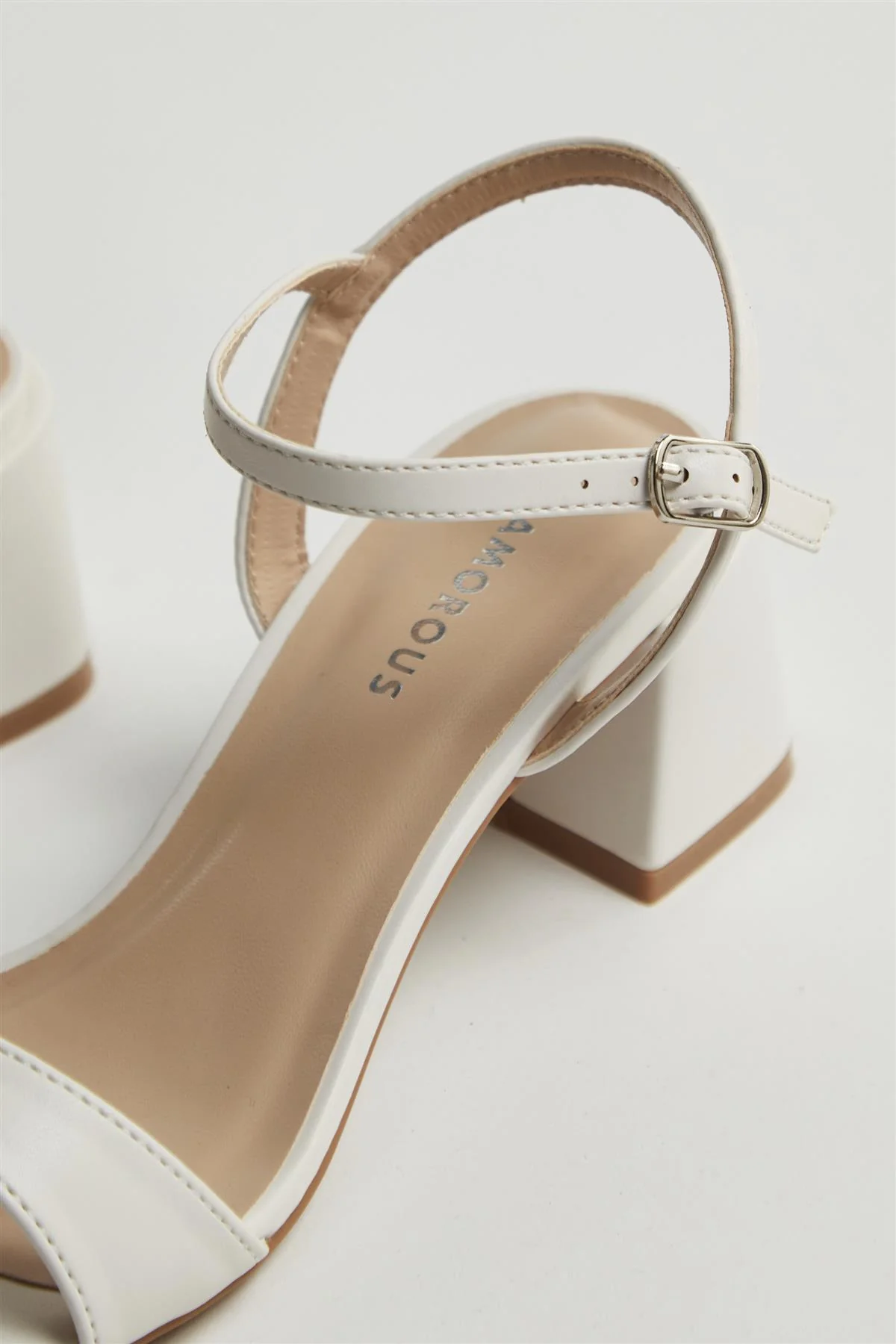 White Low Block-Heel Sandals - Image 2