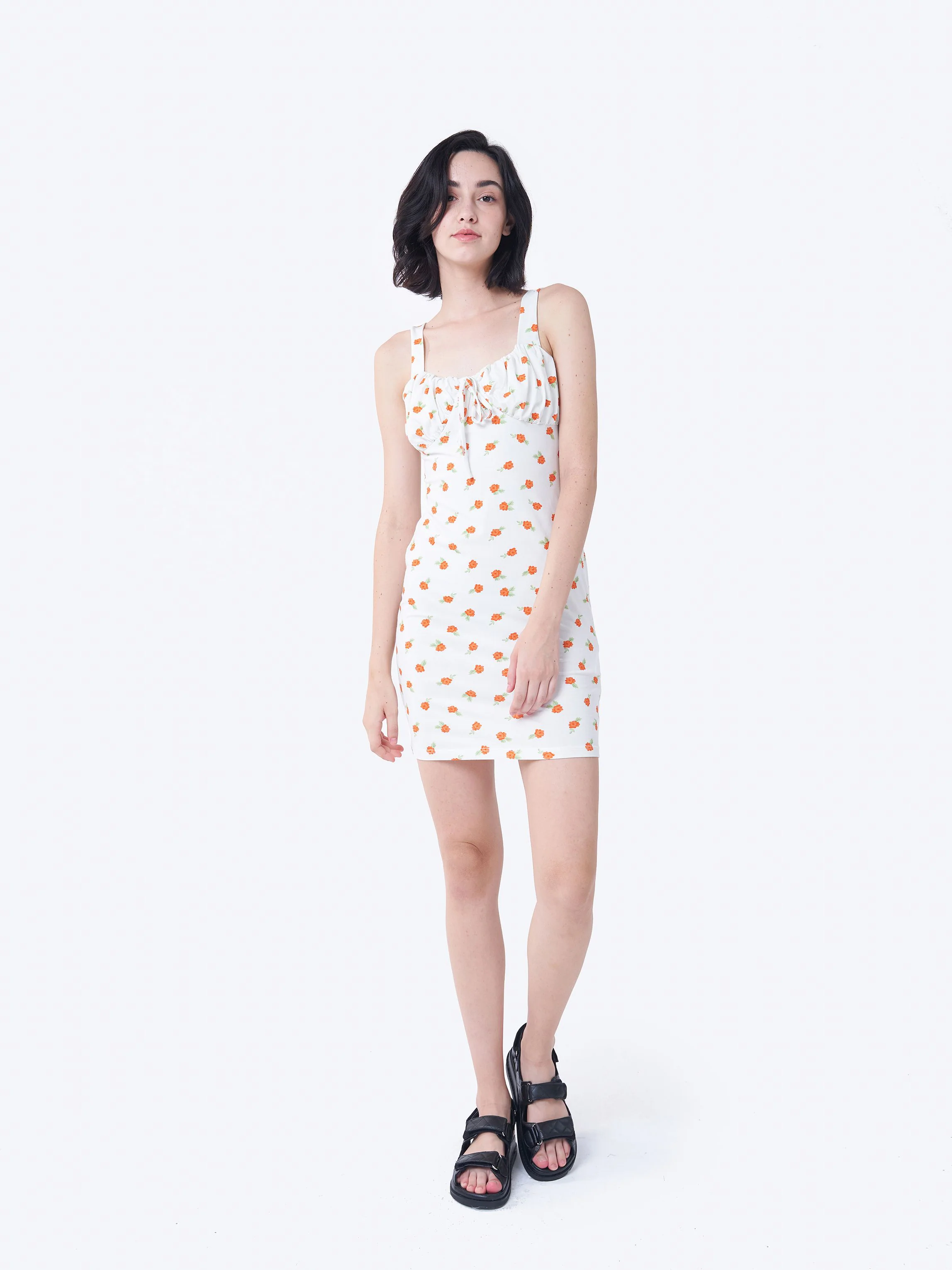 Glamorous Care White Orange Floral Mini Dress - Image 3