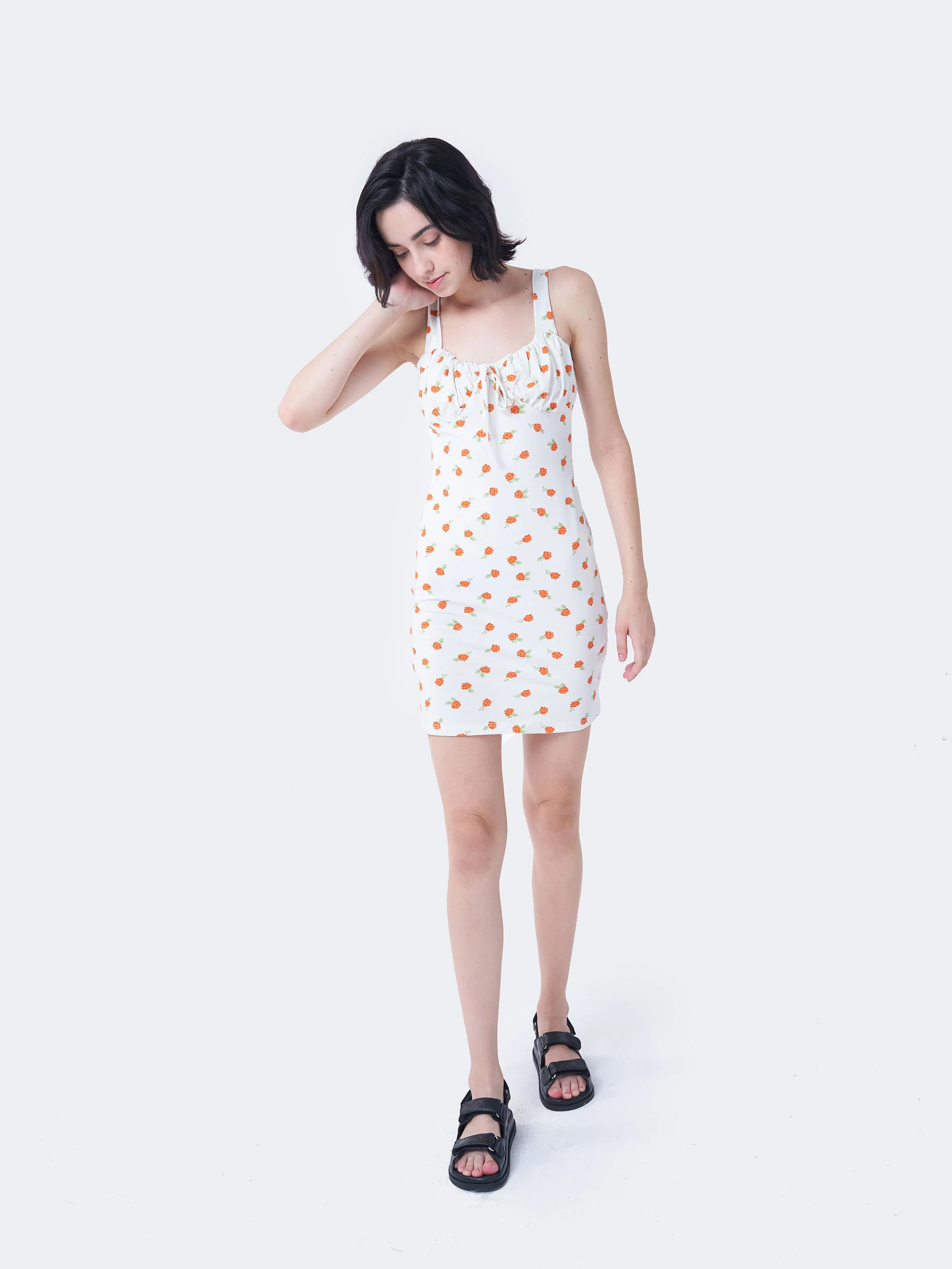 Glamorous Care White Orange Floral Mini Dress - Image 4
