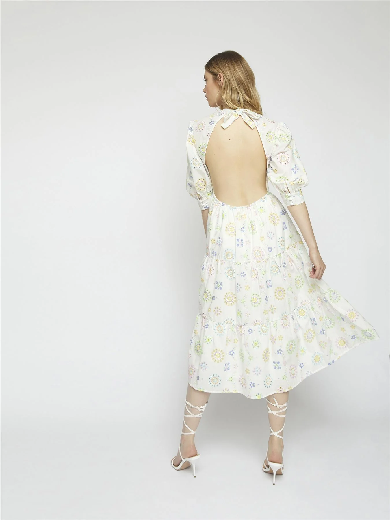 White Pastel Broderie Midi Dress - Image 2