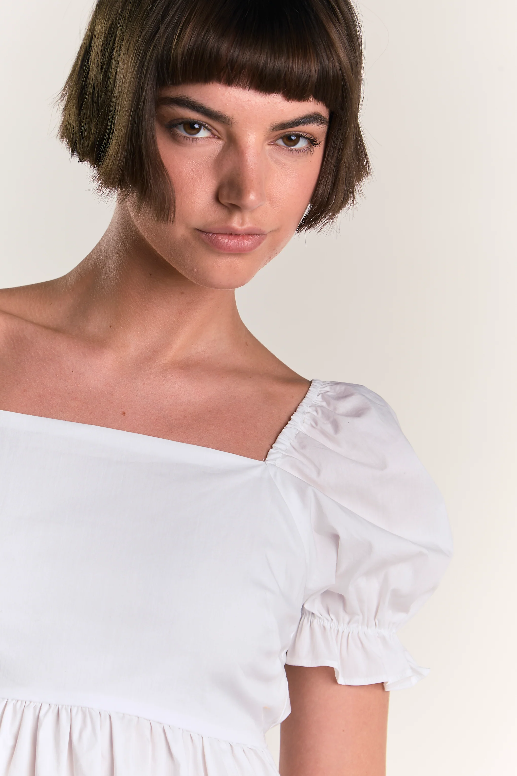 White Peplum Square-Neck-top - Image 4