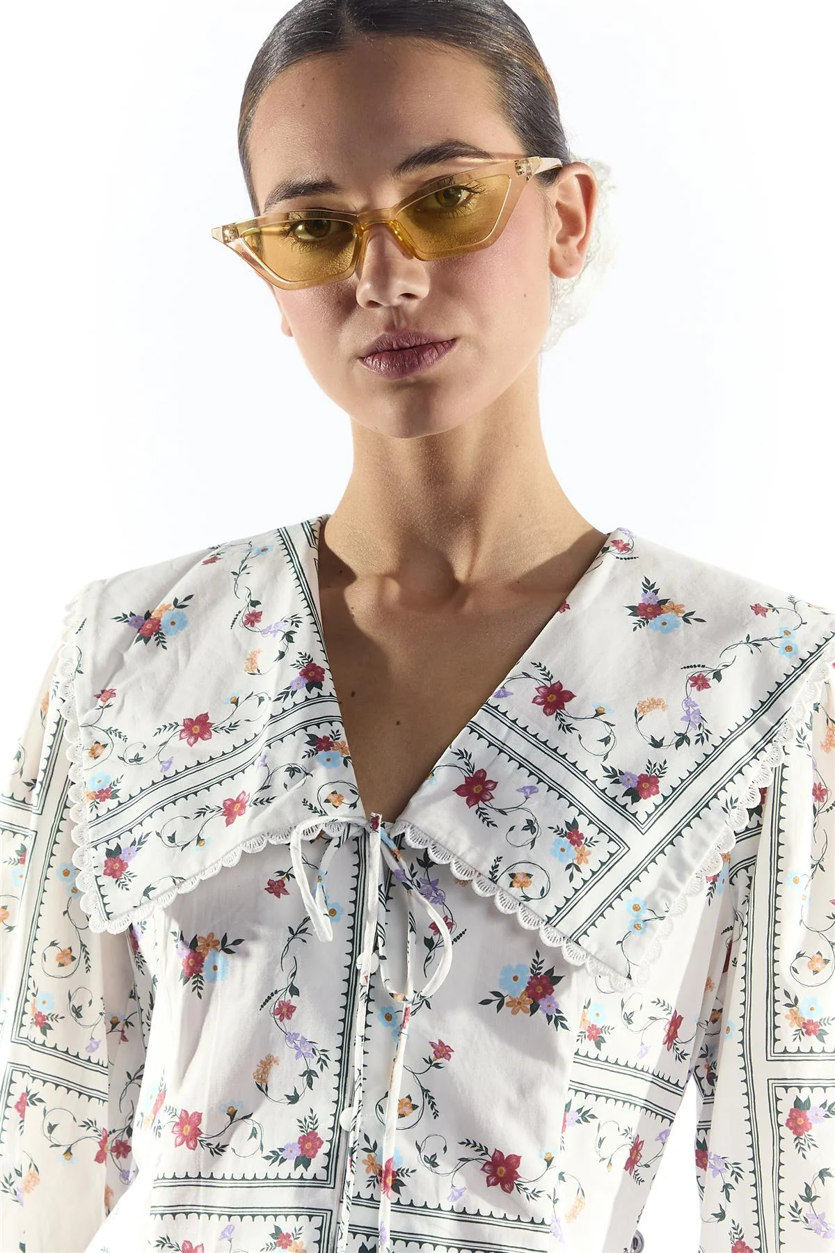 White Picnic Print Button Through Mini Dress - Image 3