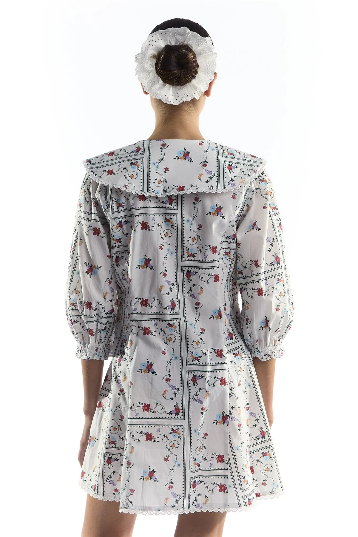 White Picnic Print Button Through Mini Dress - Image 4