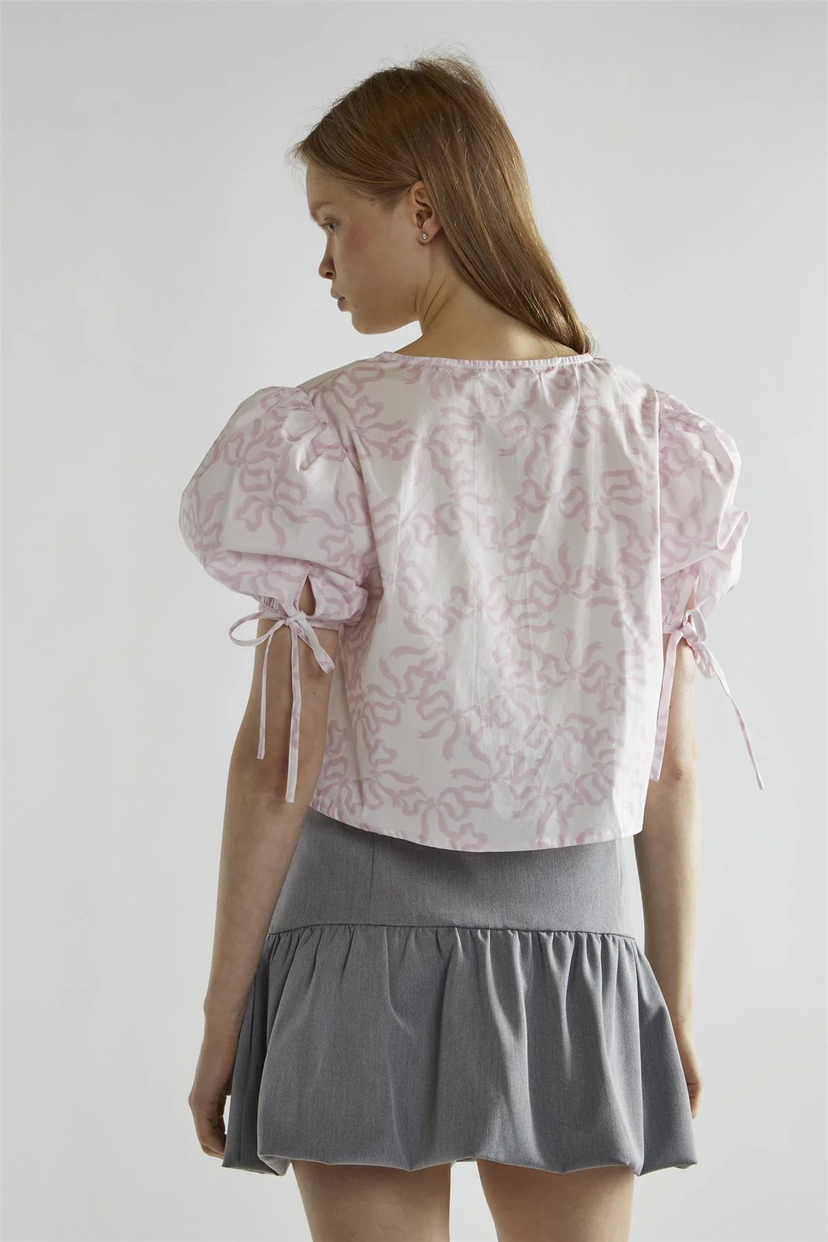 White-Pink Bow Tie-Front Top - Image 2