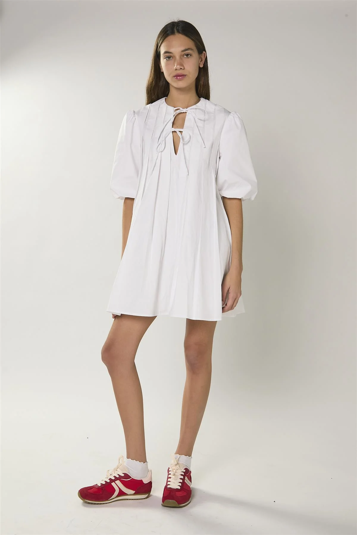 White Pleated Smock Dress - Image 2