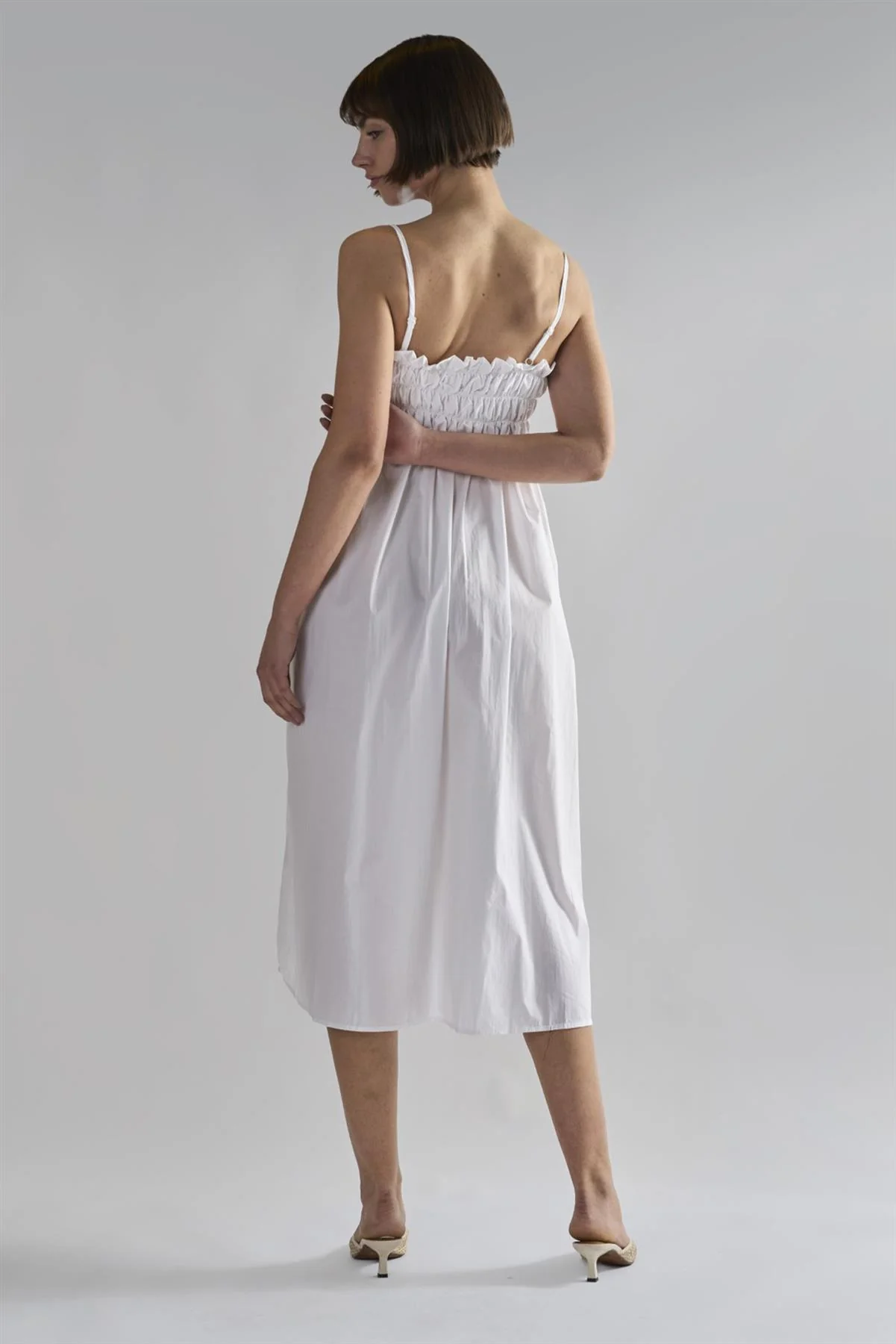 White Ruffled Midi-Dresses - Image 2