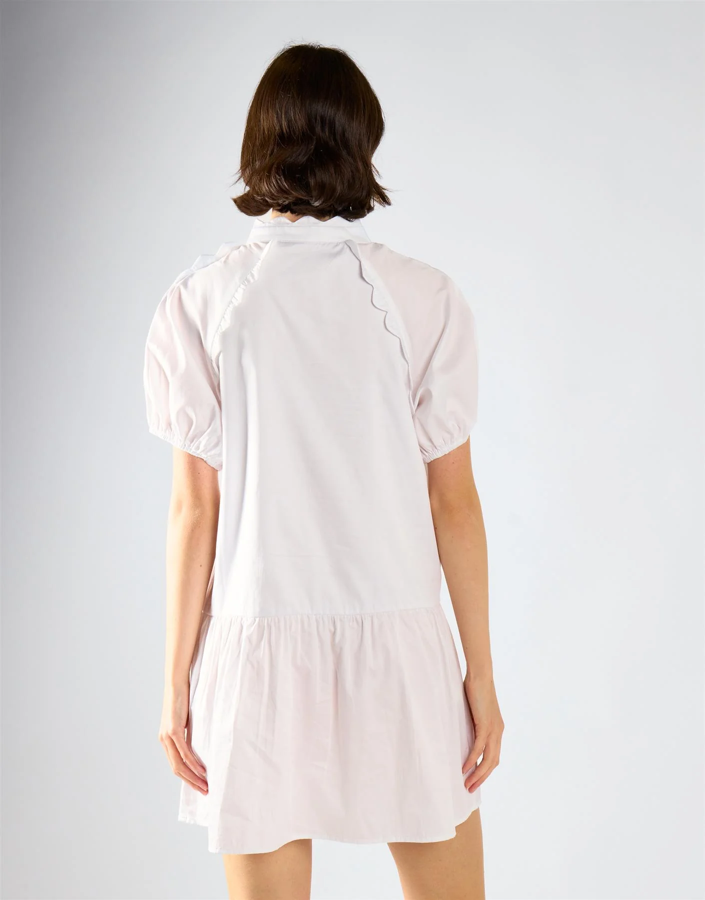 White Scalloped Trim Smock Dress - Image 2