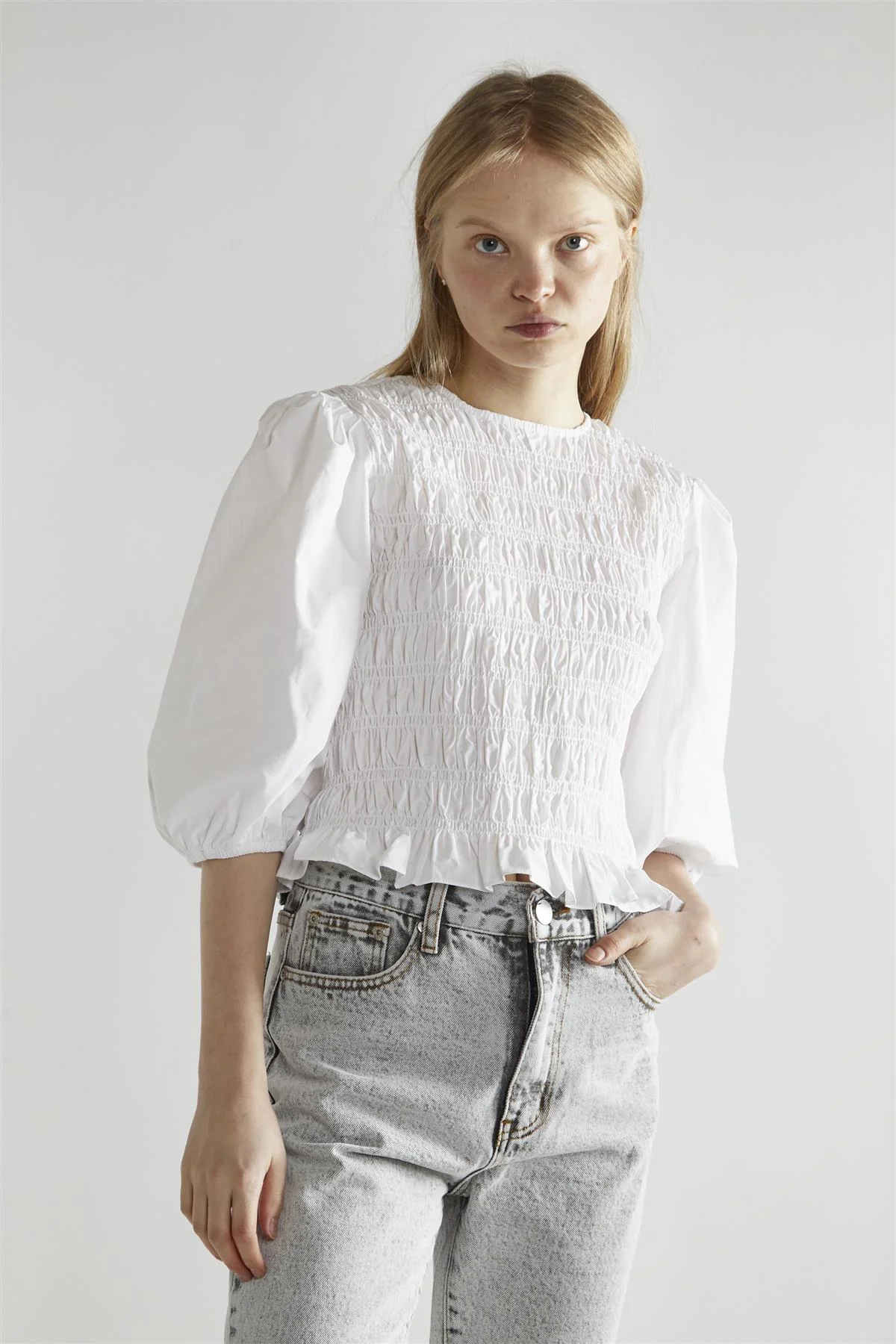 White Shirred Top - Image 3