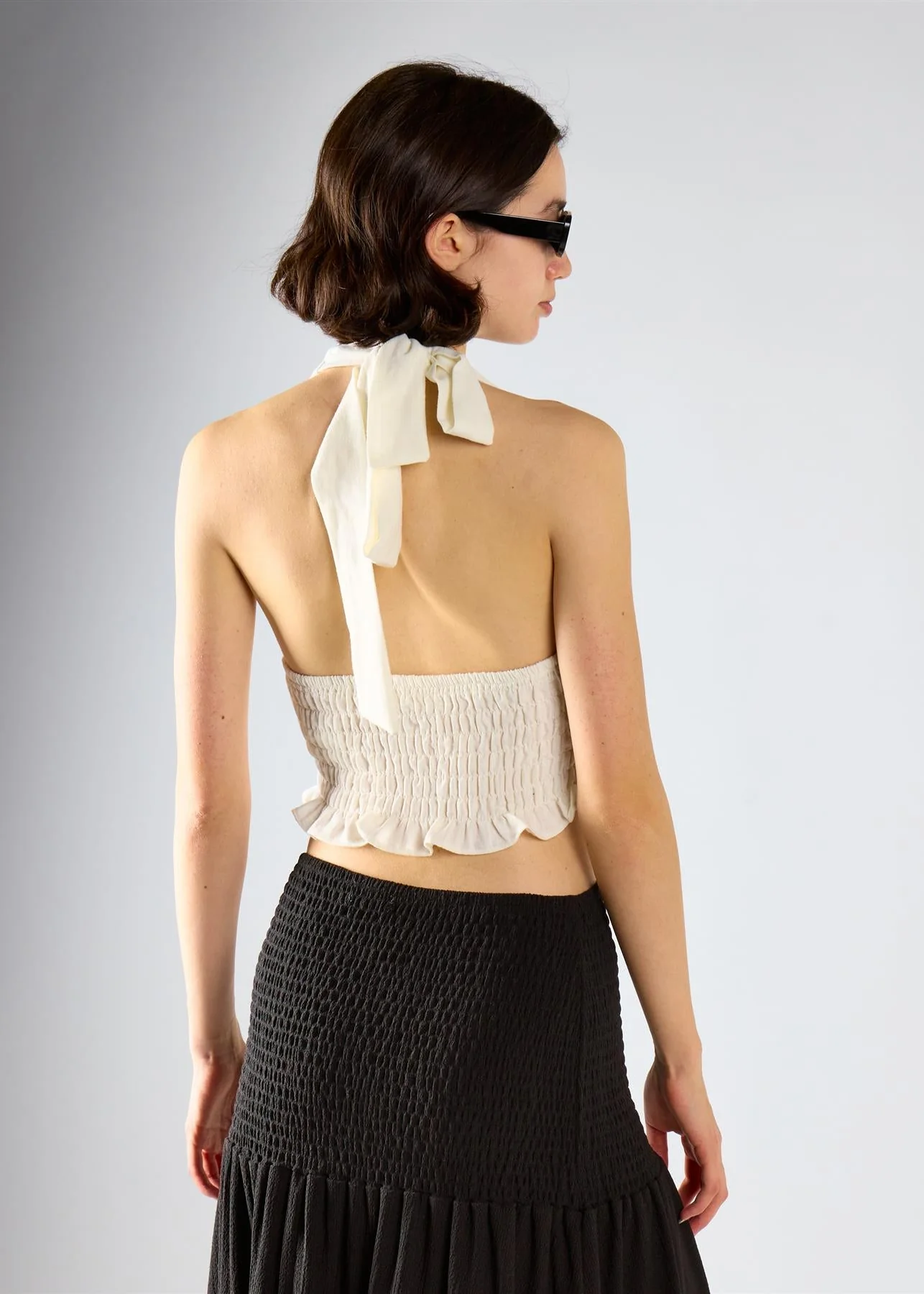 White Smocked Halter Top - Image 2