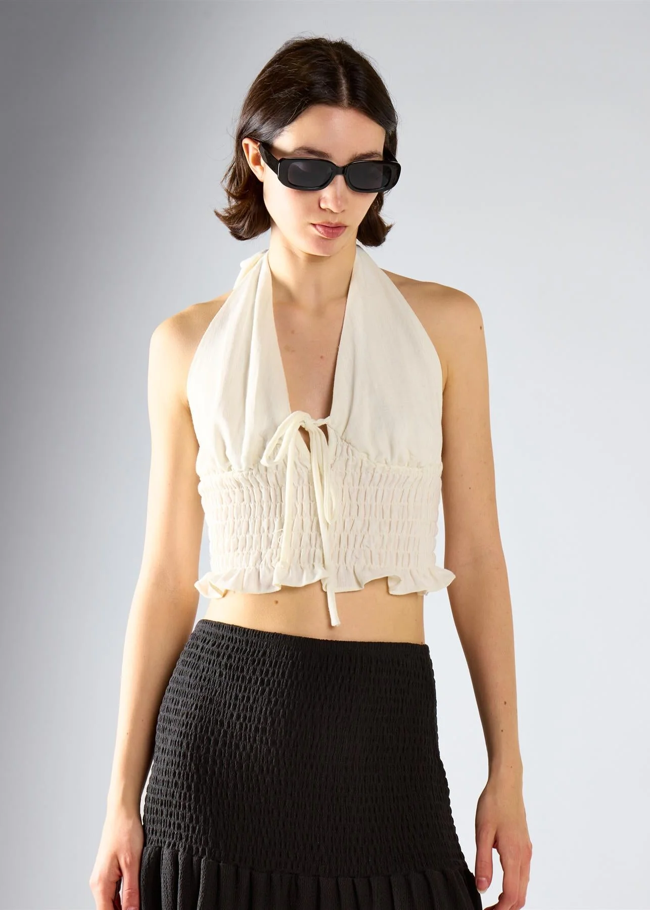 White Smocked Halter Top - Image 3