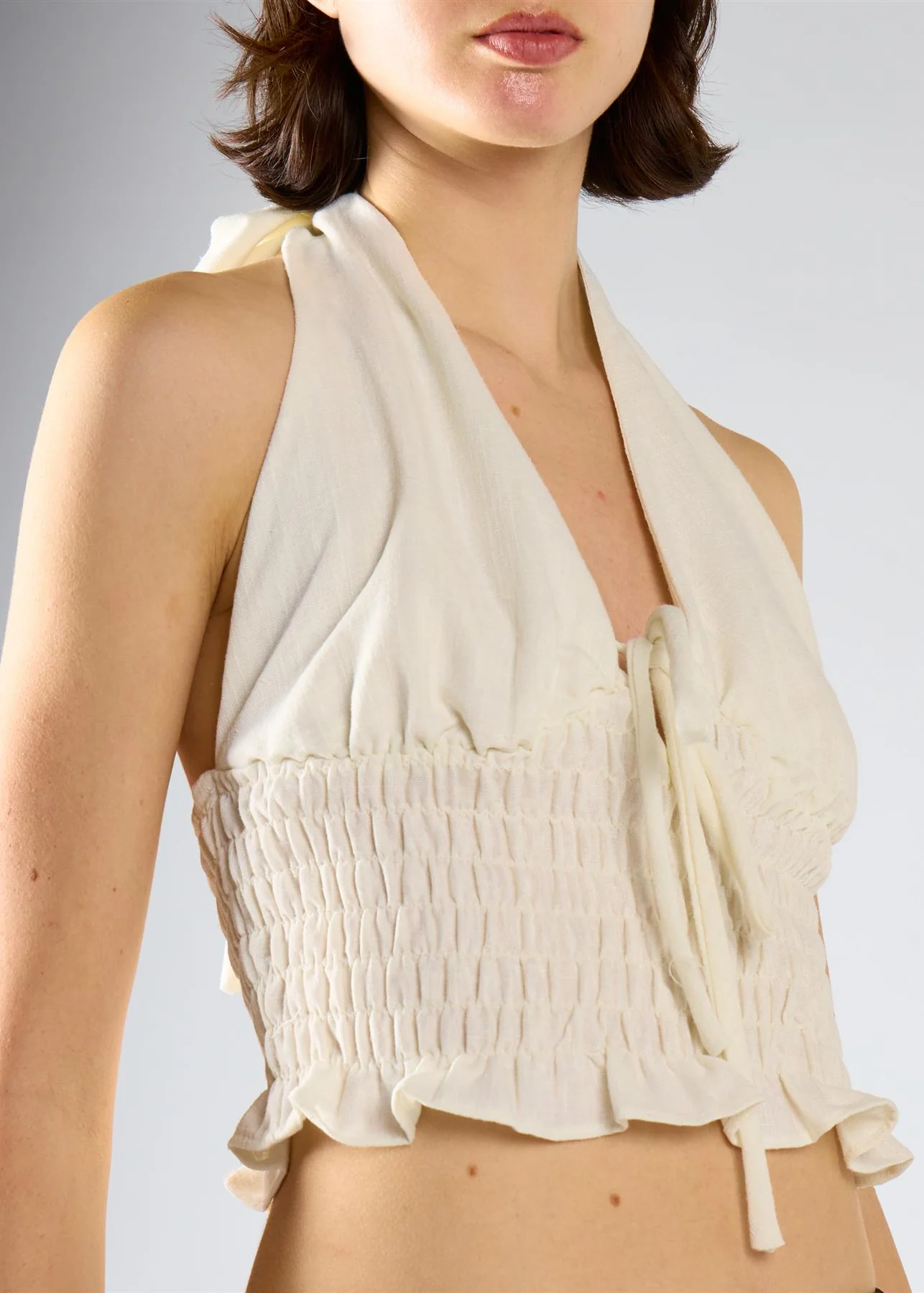 White Smocked Halter Top - Image 4