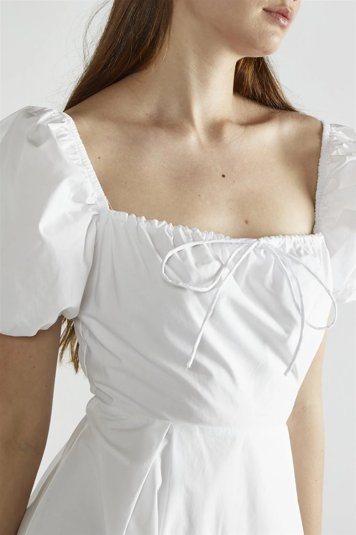 White Square-Neck Midi-Dress - Image 4