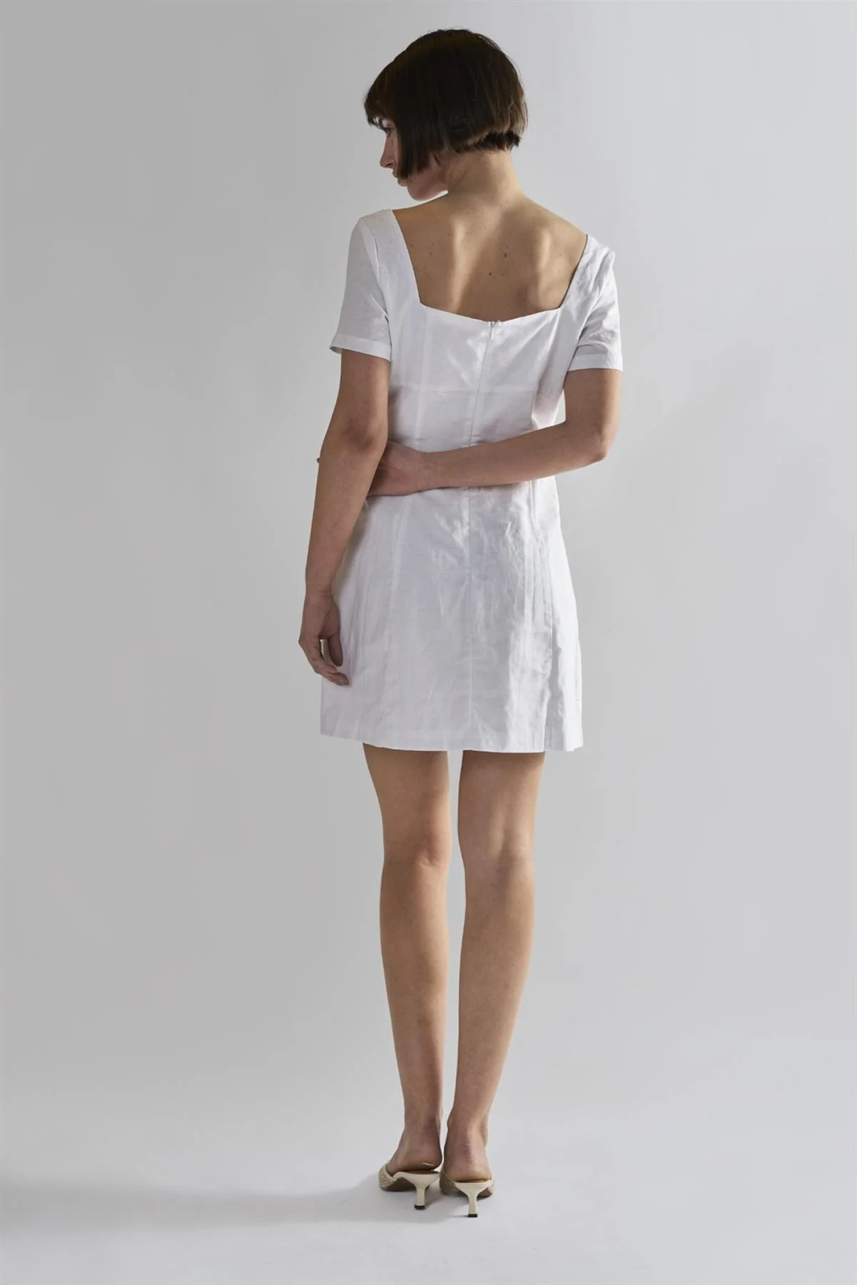 White Square-Neck-Mini-Dresses - Image 2