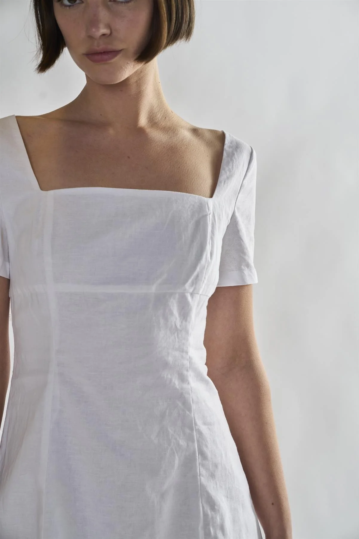 White Square-Neck-Mini-Dresses - Image 4