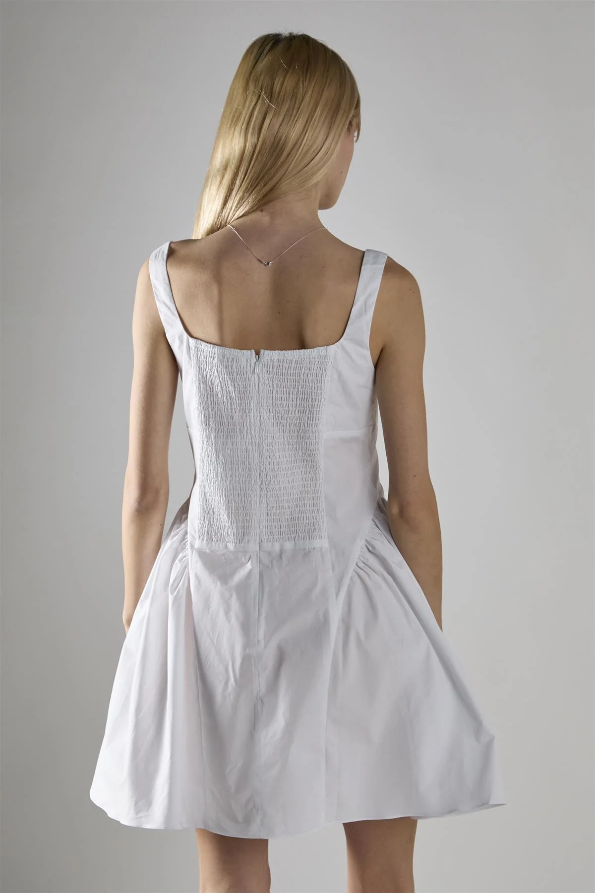 White Square Neckline Mini-Dress - Image 2