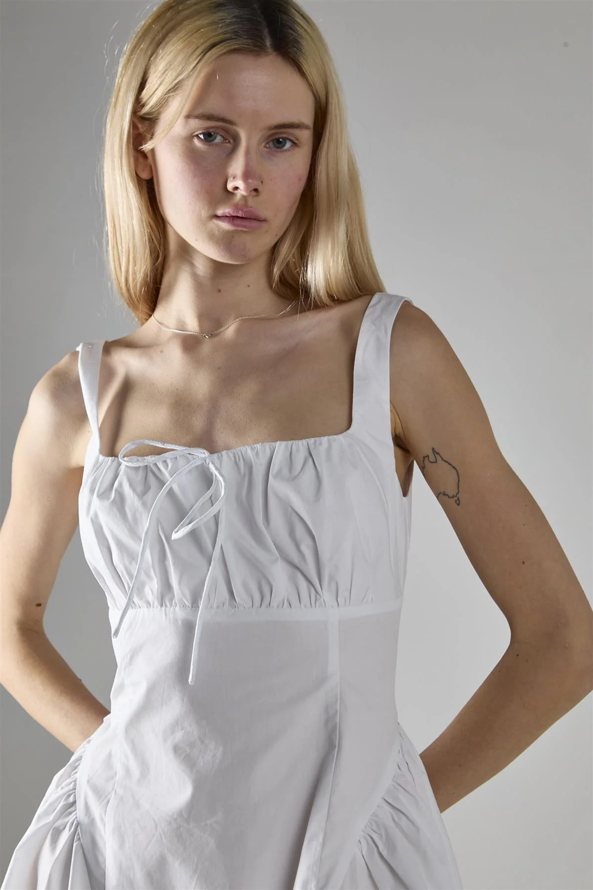 White Square Neckline Mini-Dress - Image 4